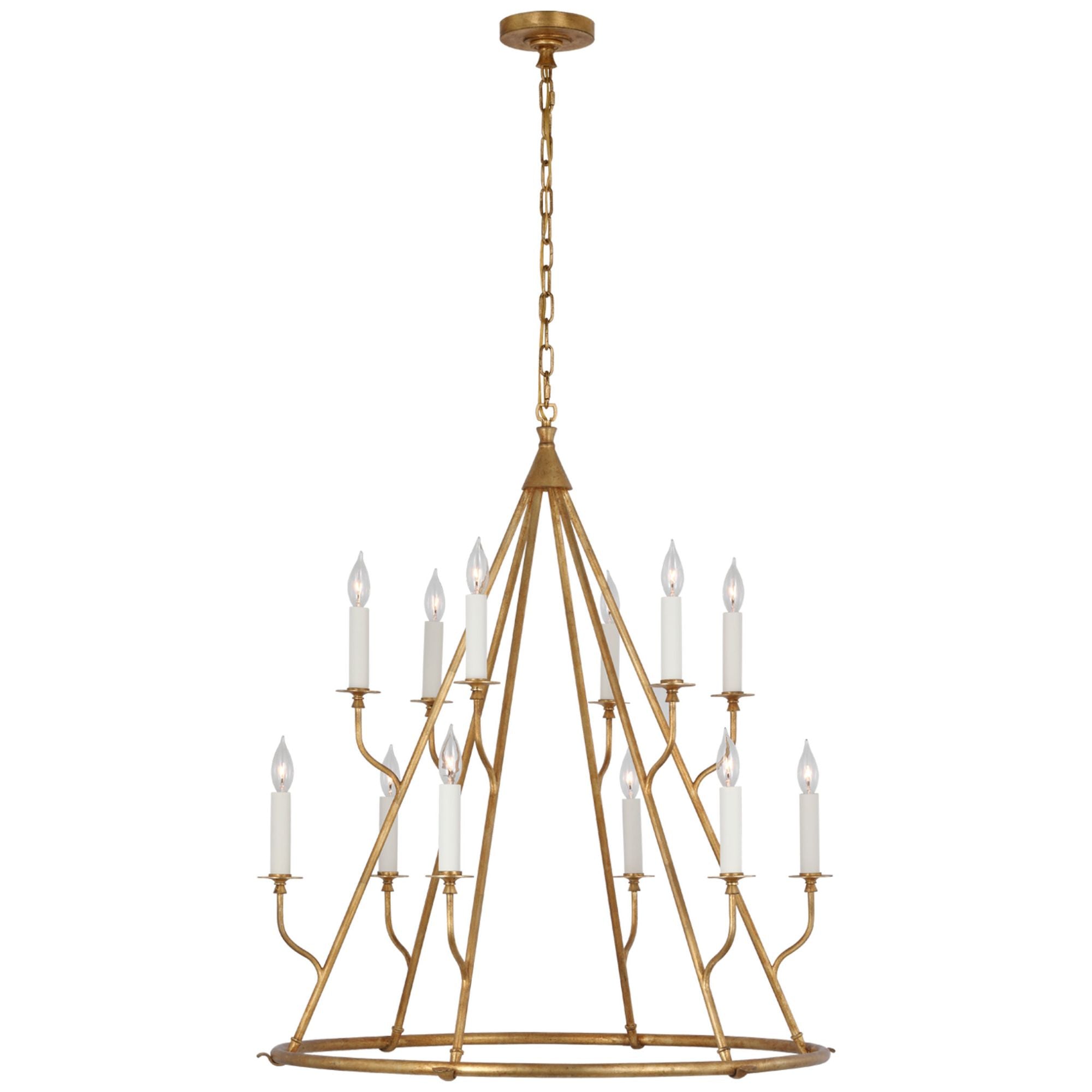 Julie Neill Lorio Large Chandelier in Gilded Iron