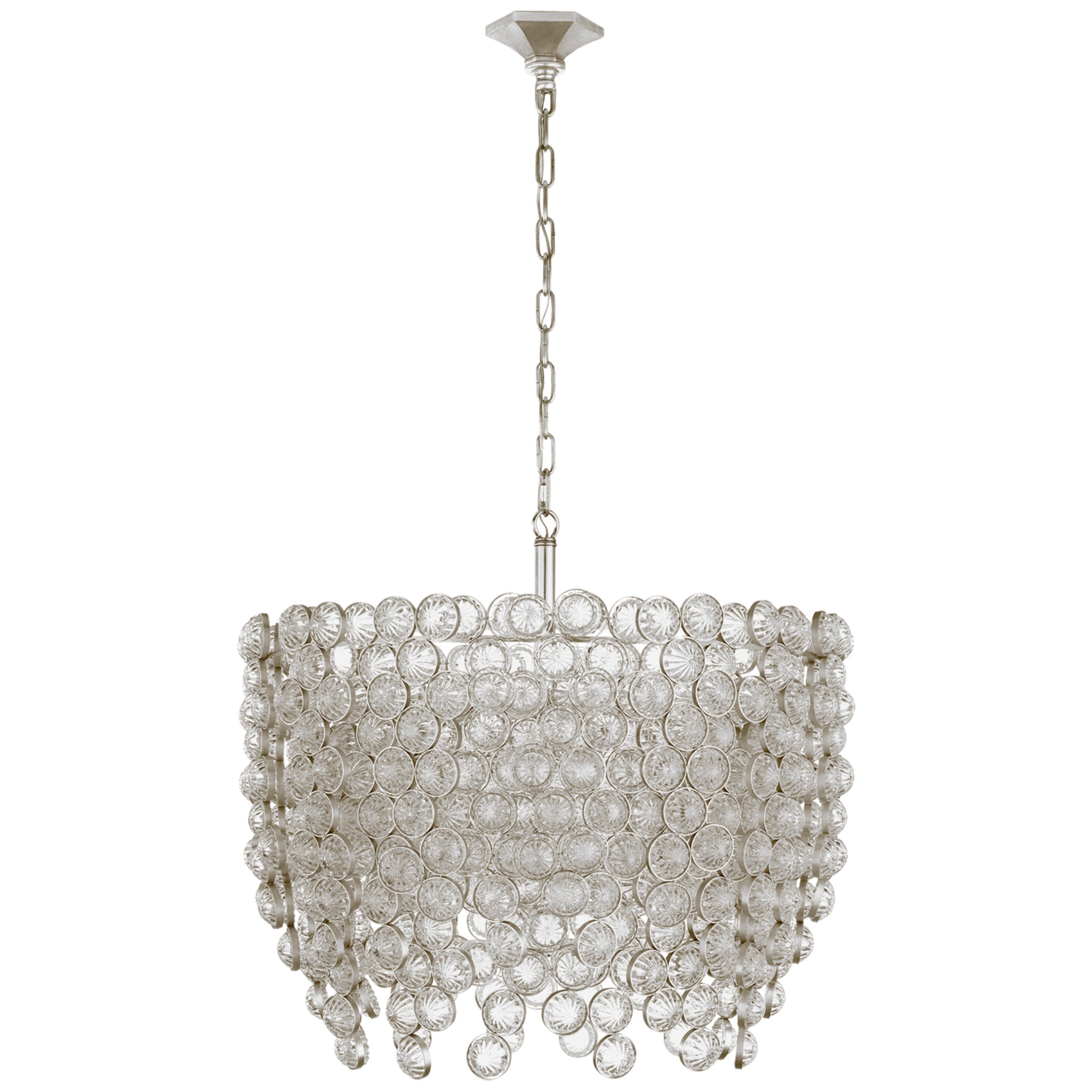 Julie Neill Milazzo Medium Waterfall Chandelier in Burnished Silver Leaf and Crystal