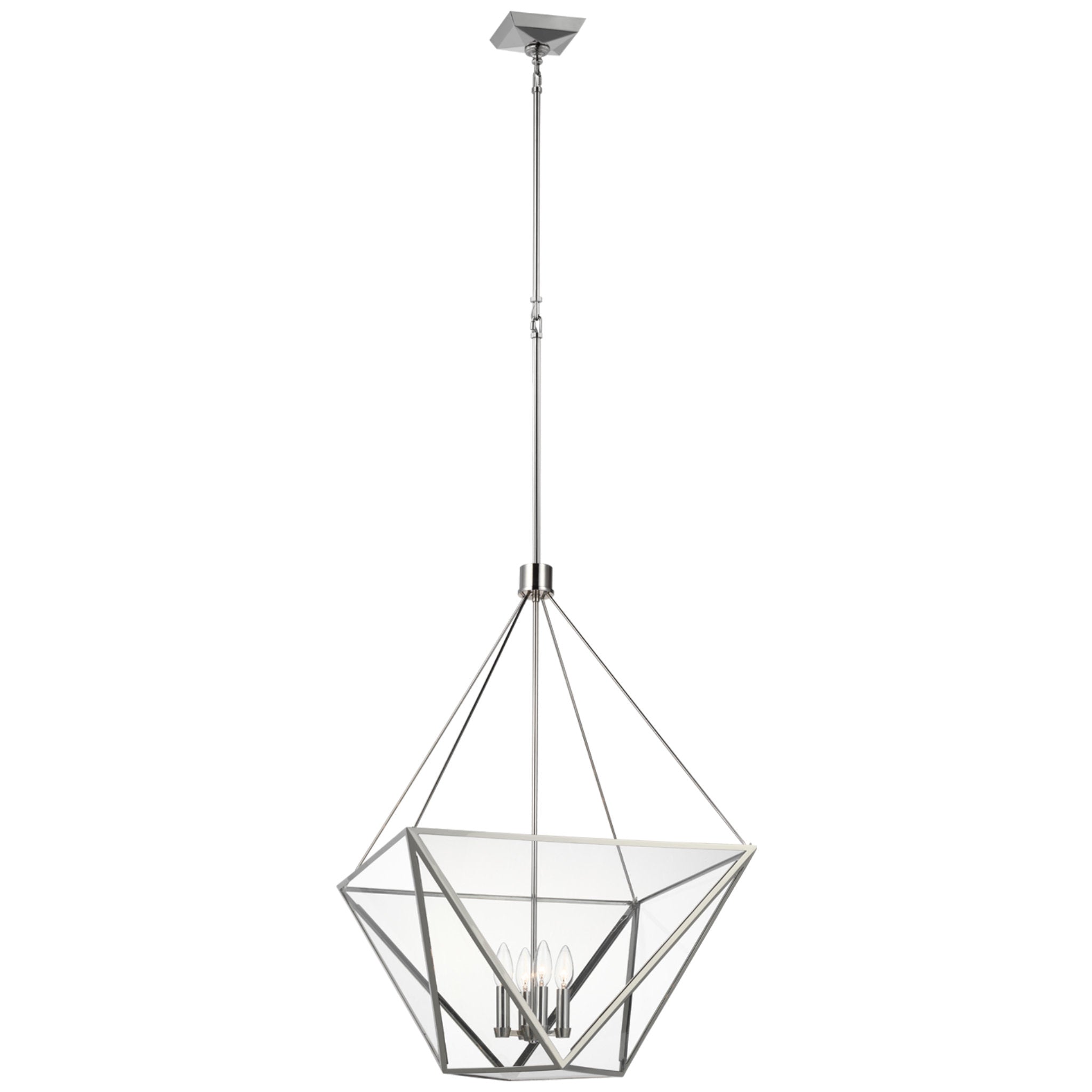 Julie Neill Lorino Large Lantern in Polished Nickel with Clear Glass