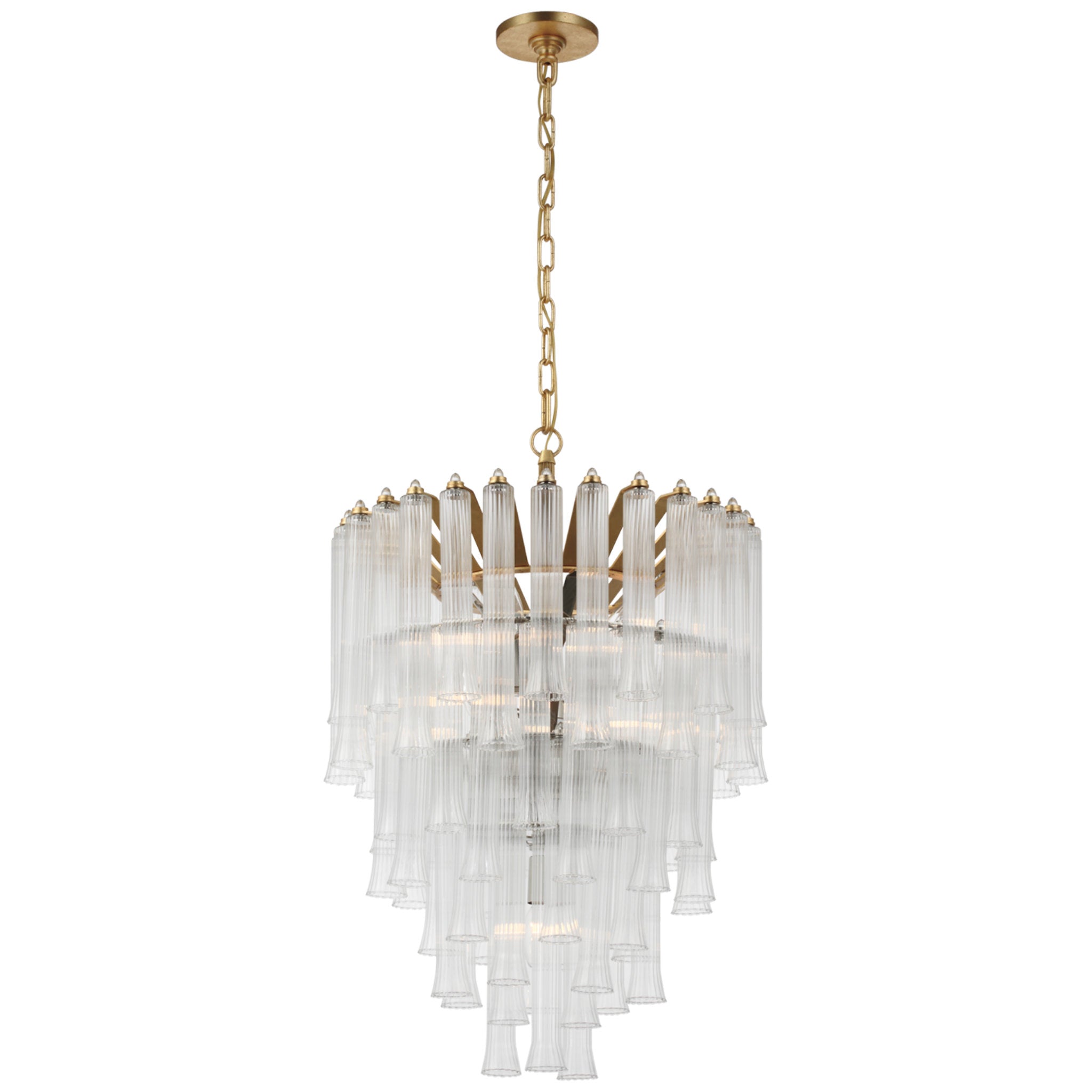 Julie Neill Lorelei Small Waterfall Chandelier in Gild with Clear Glass Ceiling Light W20.5" x H30.75"