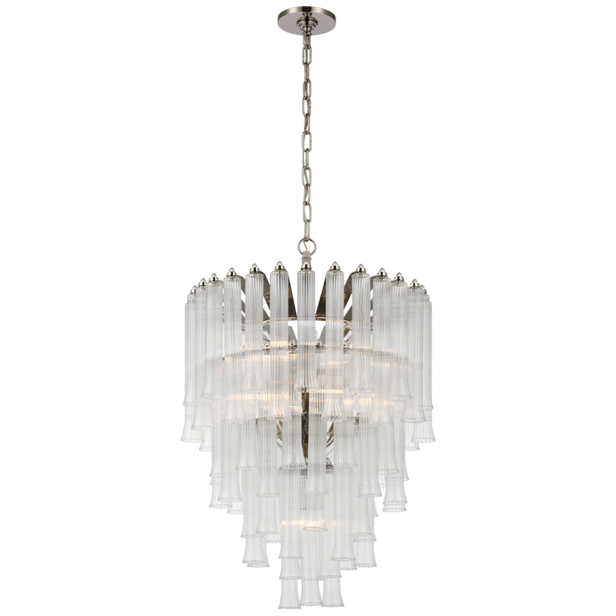 Julie Neill Lorelei Small Waterfall Chandelier in Polished Nickel with Clear Glass Ceiling Light W20.5" x H30.75"