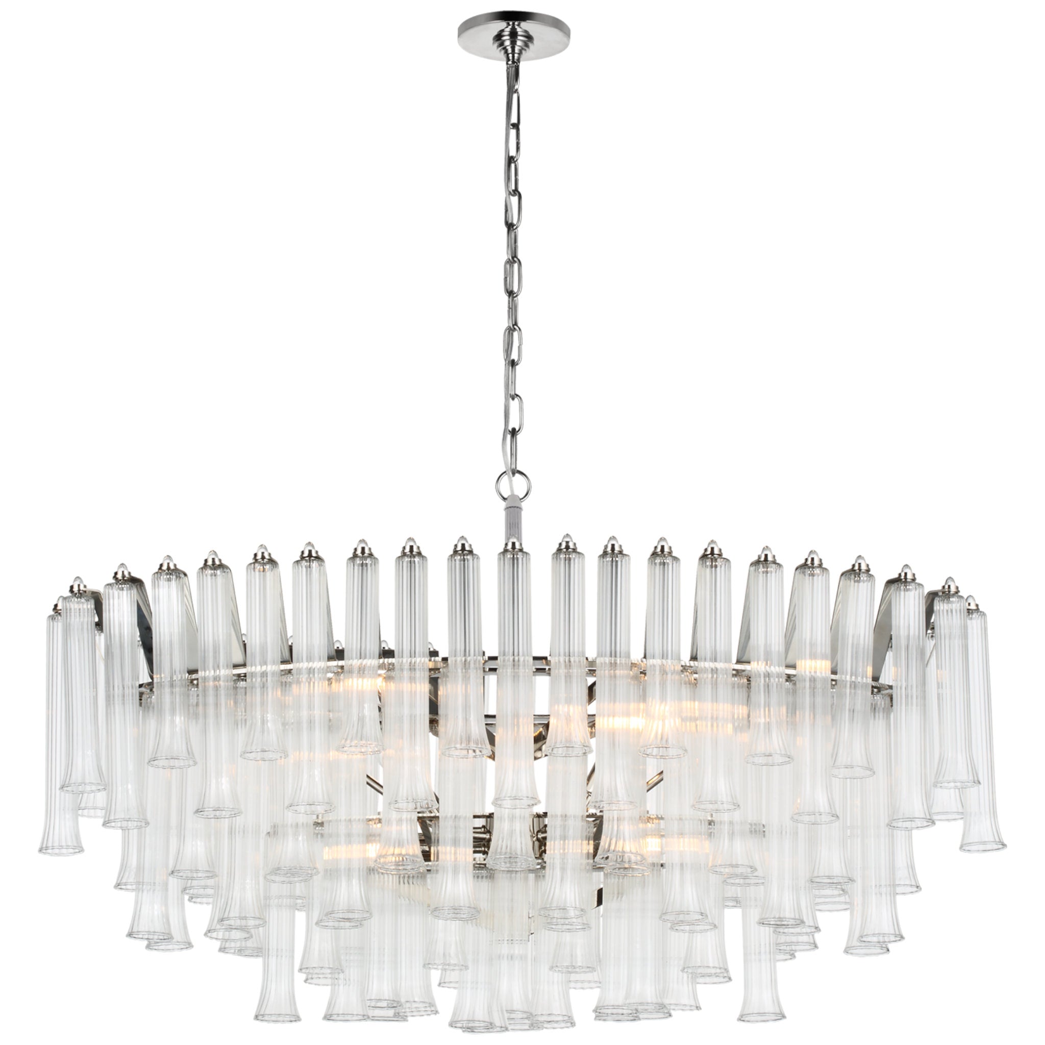 Julie Neill Lorelei X-Large Oval Chandelier in Polished Nickel with Clear Glass
