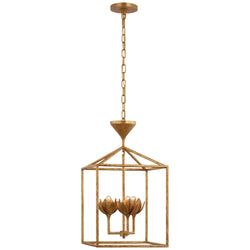Julie Neill Alberto Small Open Cage Lantern in Antique Gold Leaf