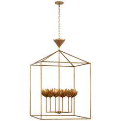 Julie Neill Alberto Extra Large Open Cage Lantern in Antique Gold Leaf