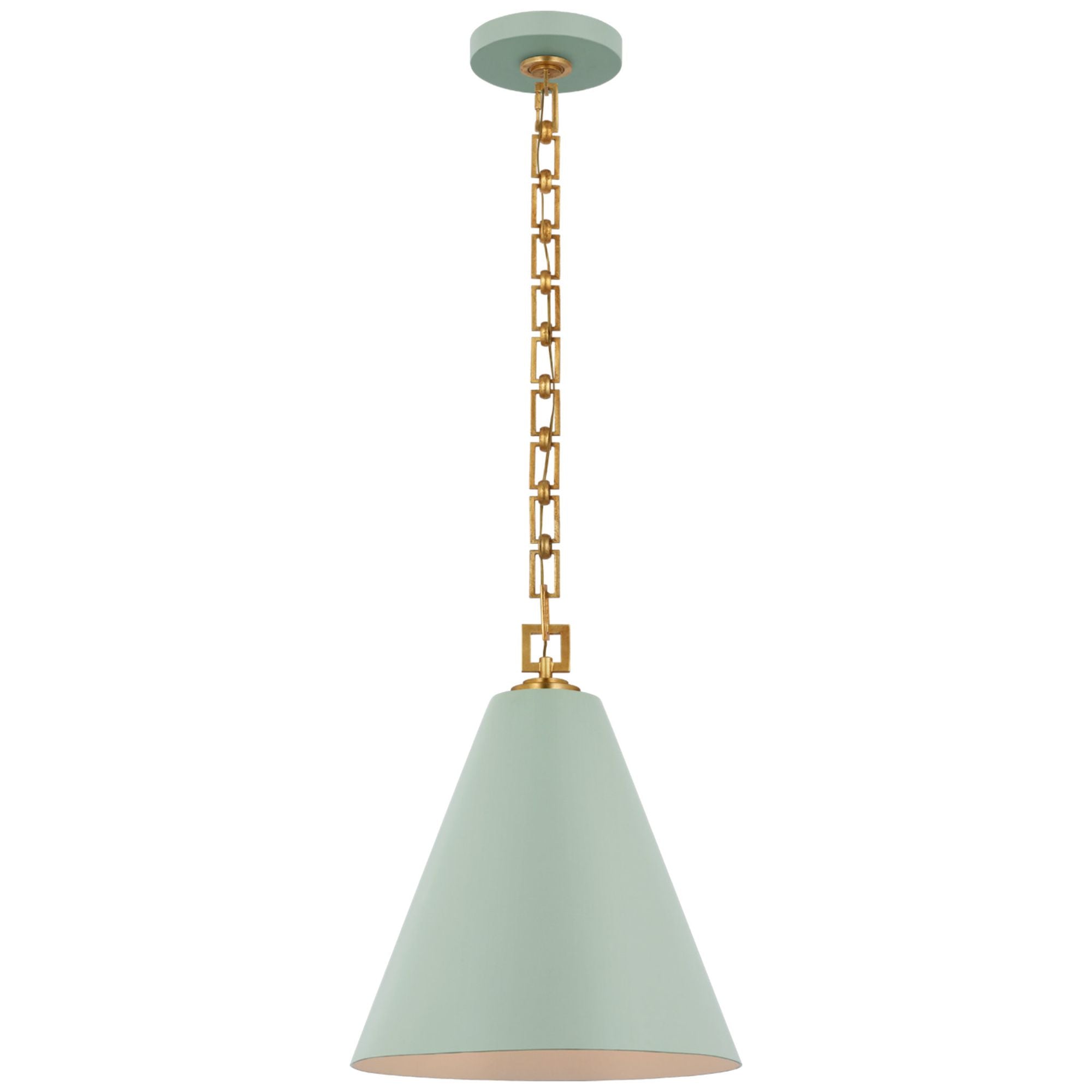Julie Neill Theo 14" Pendant in Pale Blue and Gild Ceiling Light W14.25" x H17"