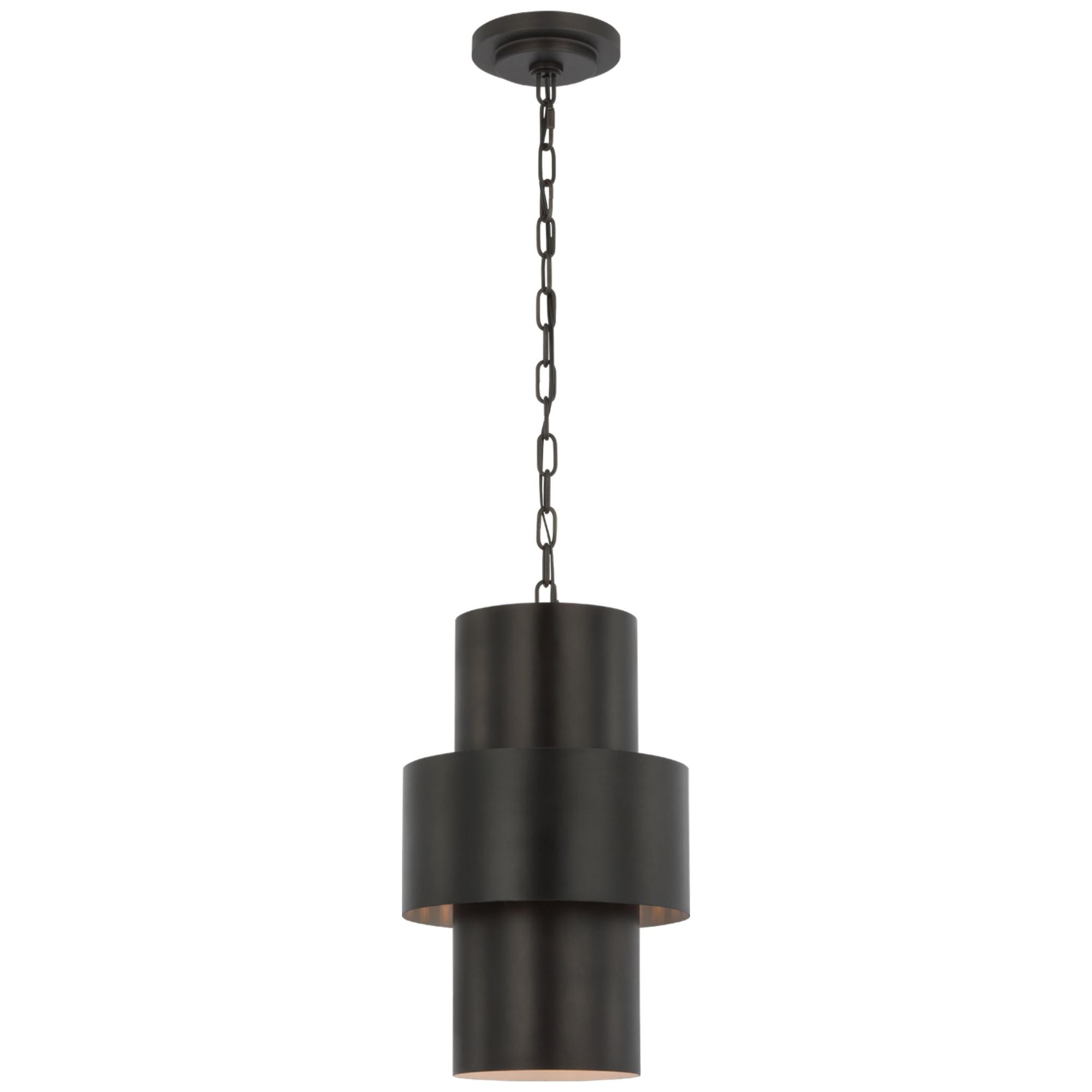 Julie Neill Chalmette 11" Layered Pendant in Aged Iron Ceiling Light W11" x H17.5"