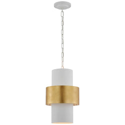 Julie Neill Chalmette 11" Layered Pendant in Plaster White and Gild