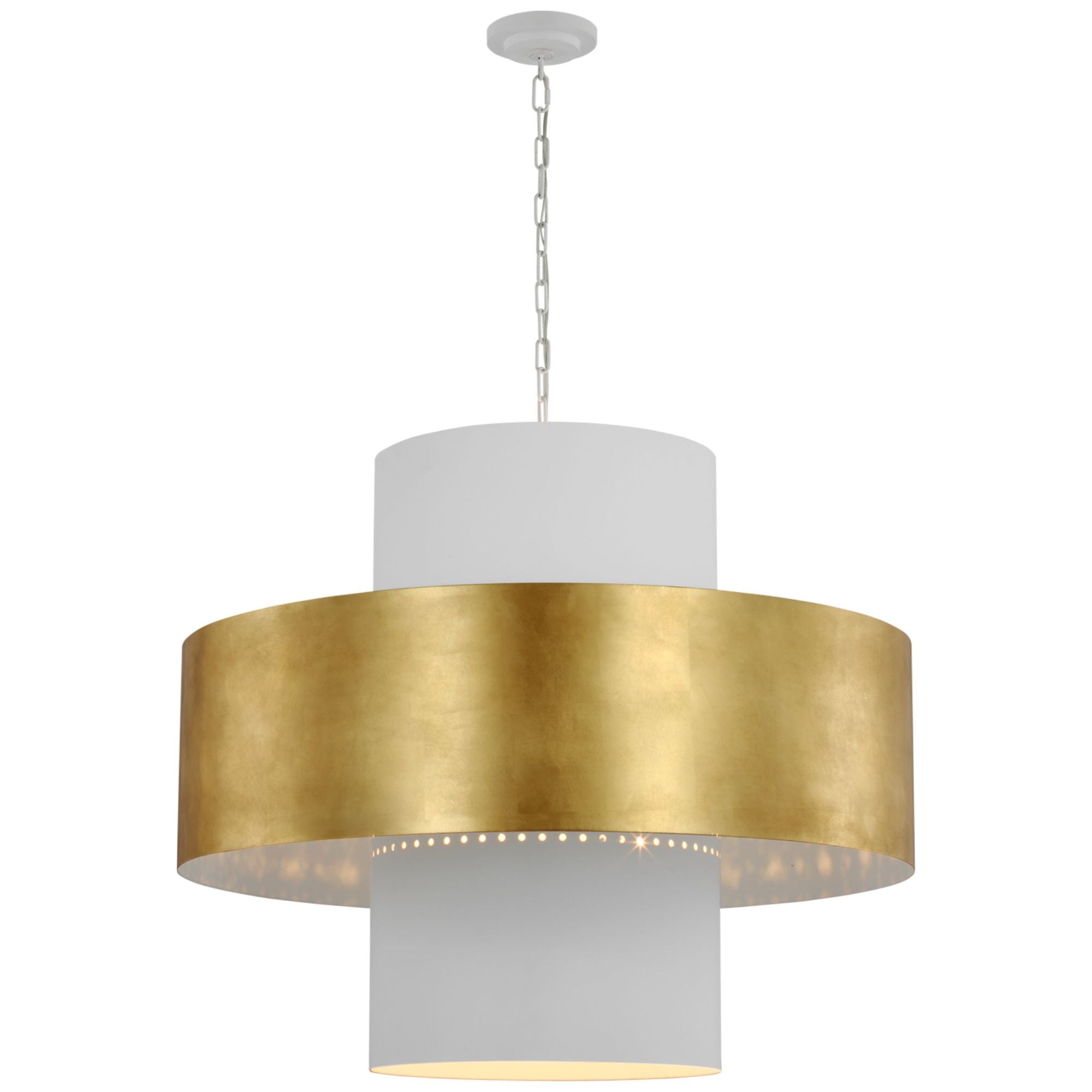 Julie Neill Chalmette 38" Layered Pendant in Plaster White and Gild Ceiling Light W37.75" x H31.5"