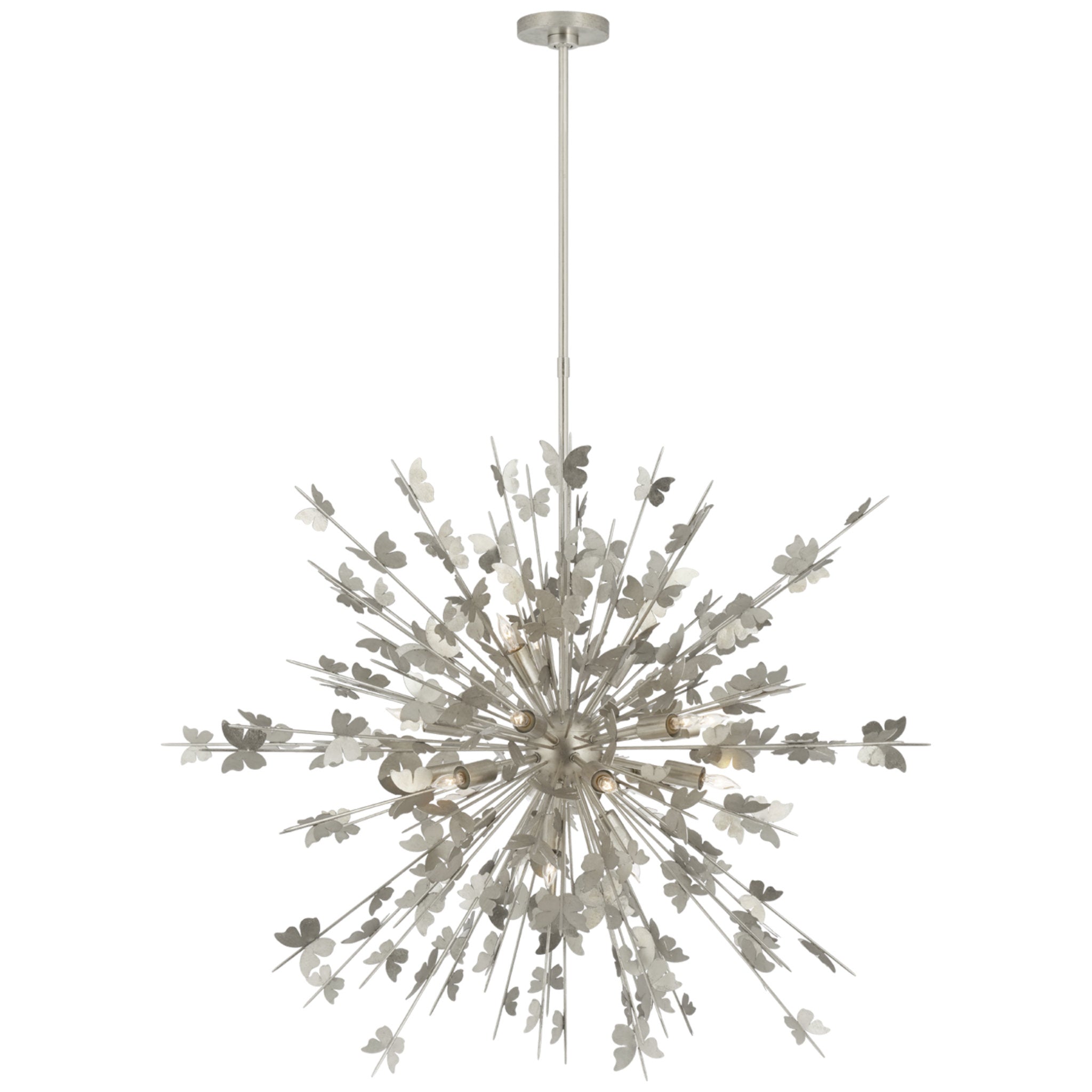 Julie Neill Farfalle Large Chandelier in Burnished Silver Leaf Ceiling Light W40"