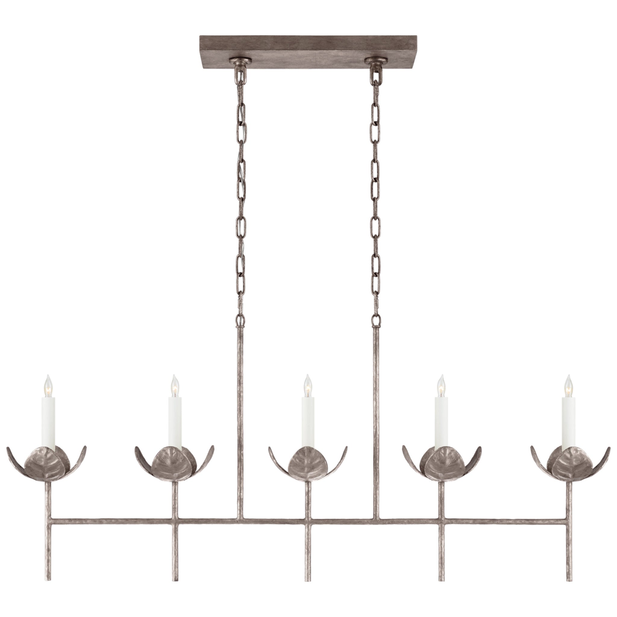 Julie Neill Illana Large Linear Chandelier in Burnished Silver Leaf Ceiling Light W50.5" x 7" x H22.75"