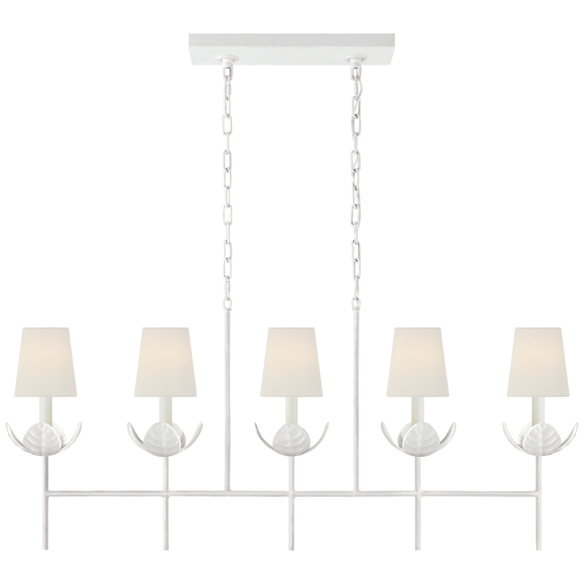 Julie Neill Illana Large Linear Chandelier in Plaster White with Linen Shade Ceiling Light W50.5" x 7" x H22.75"