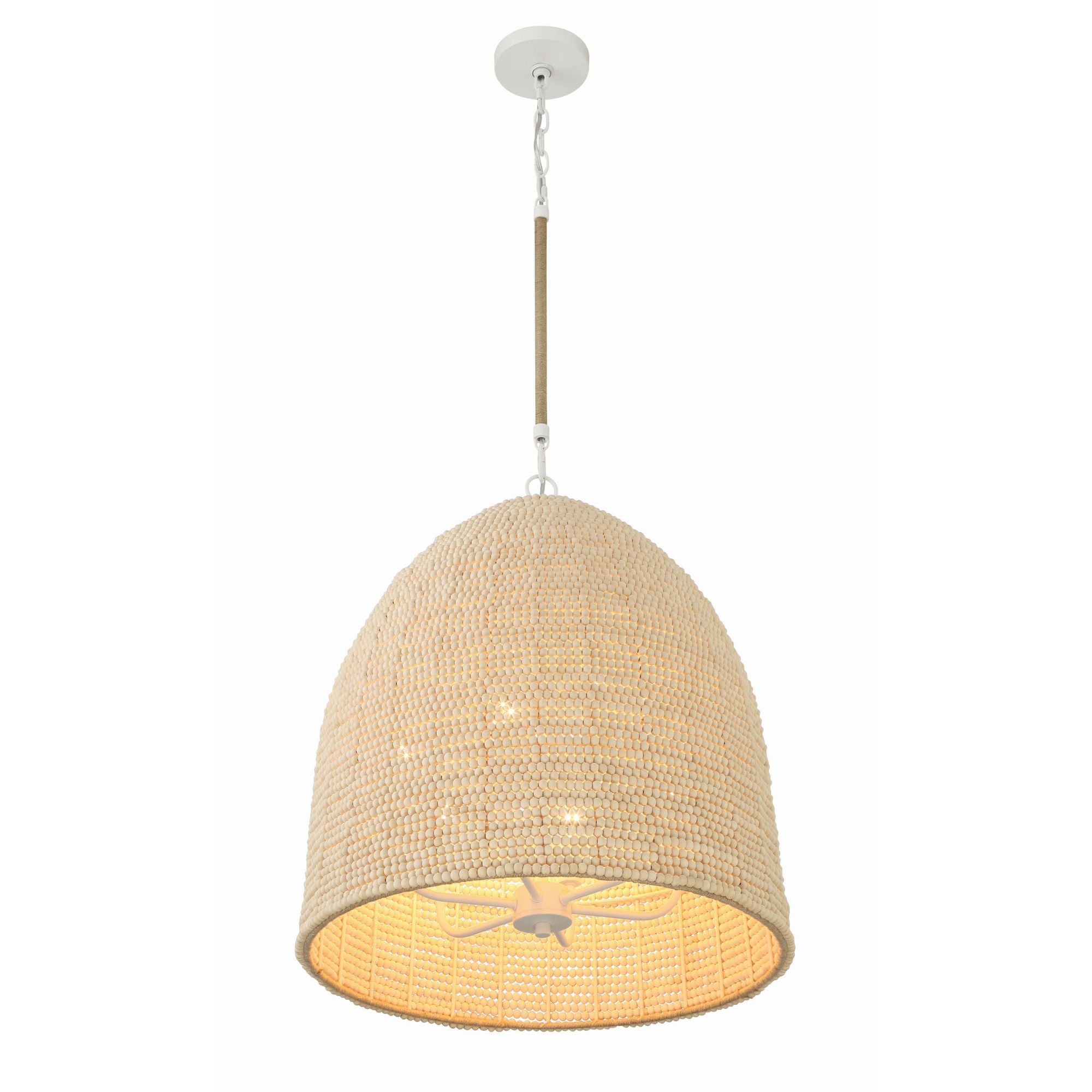 Jasper 20'' Matte White Pendant Tan 20"W x 22.5"H x 20"D