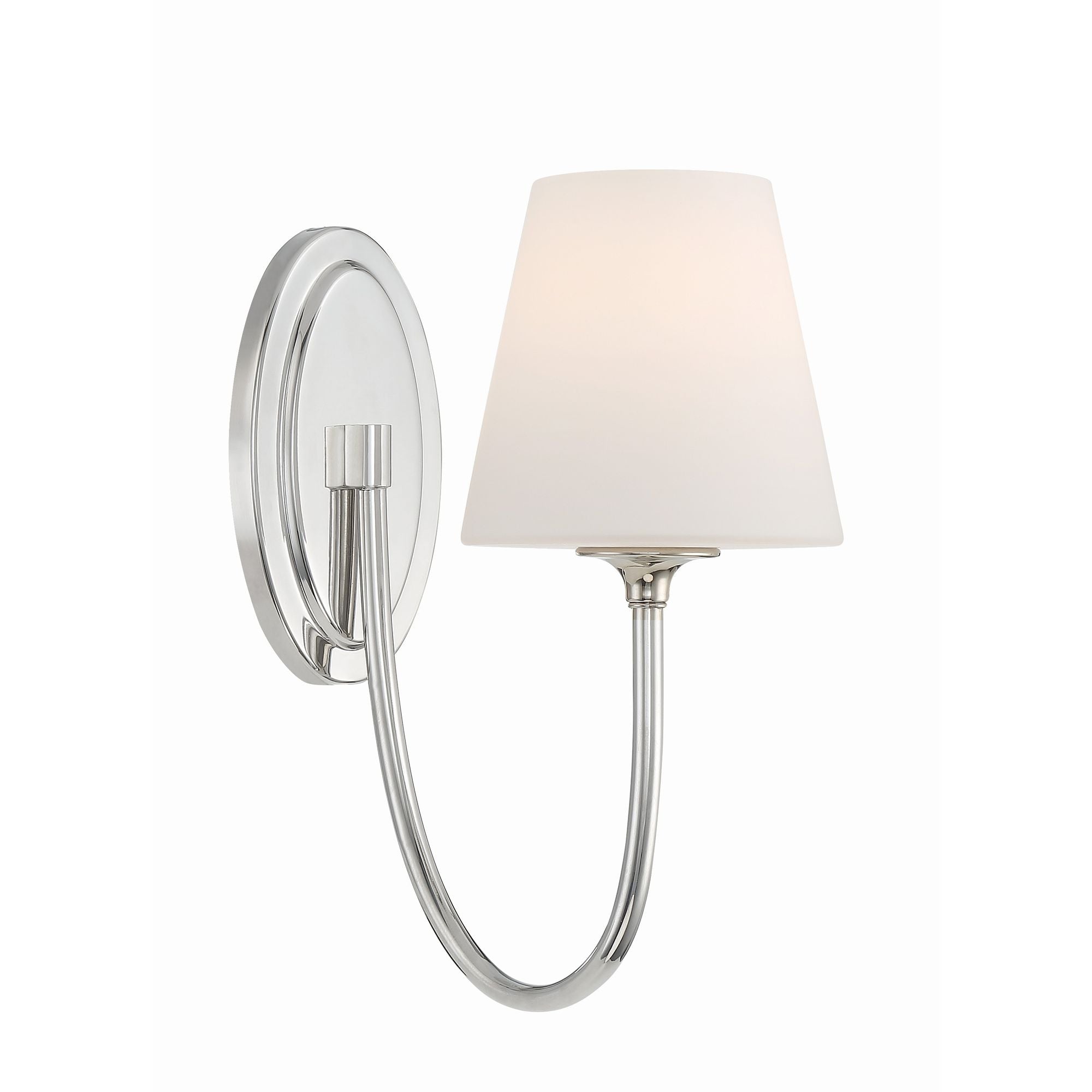 Juno 1 Light Polished Nickel Sconce Glass Shade 6"W x 13"H x 10.25"D