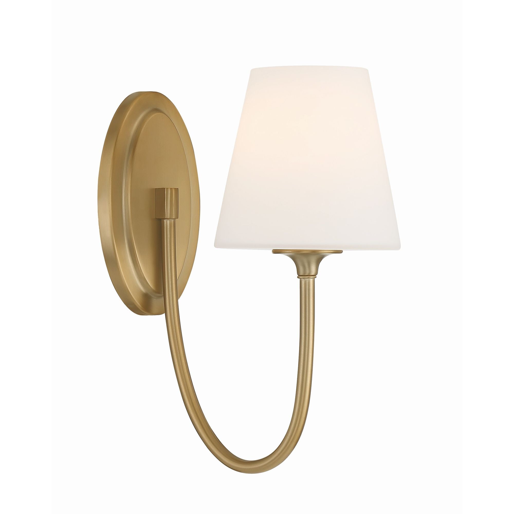 Juno 1 Light Vibrant Gold Sconce Glass Shade 6"W x 13"H x 10.25"D