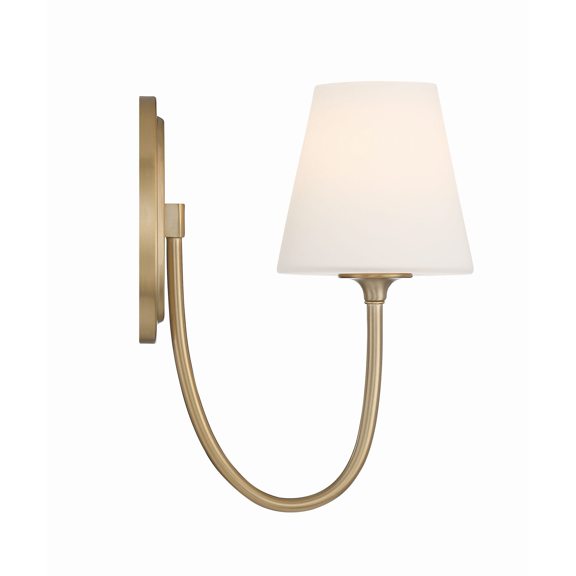 Juno 1 Light Vibrant Gold Sconce Glass Shade 6"W x 13"H x 10.25"D