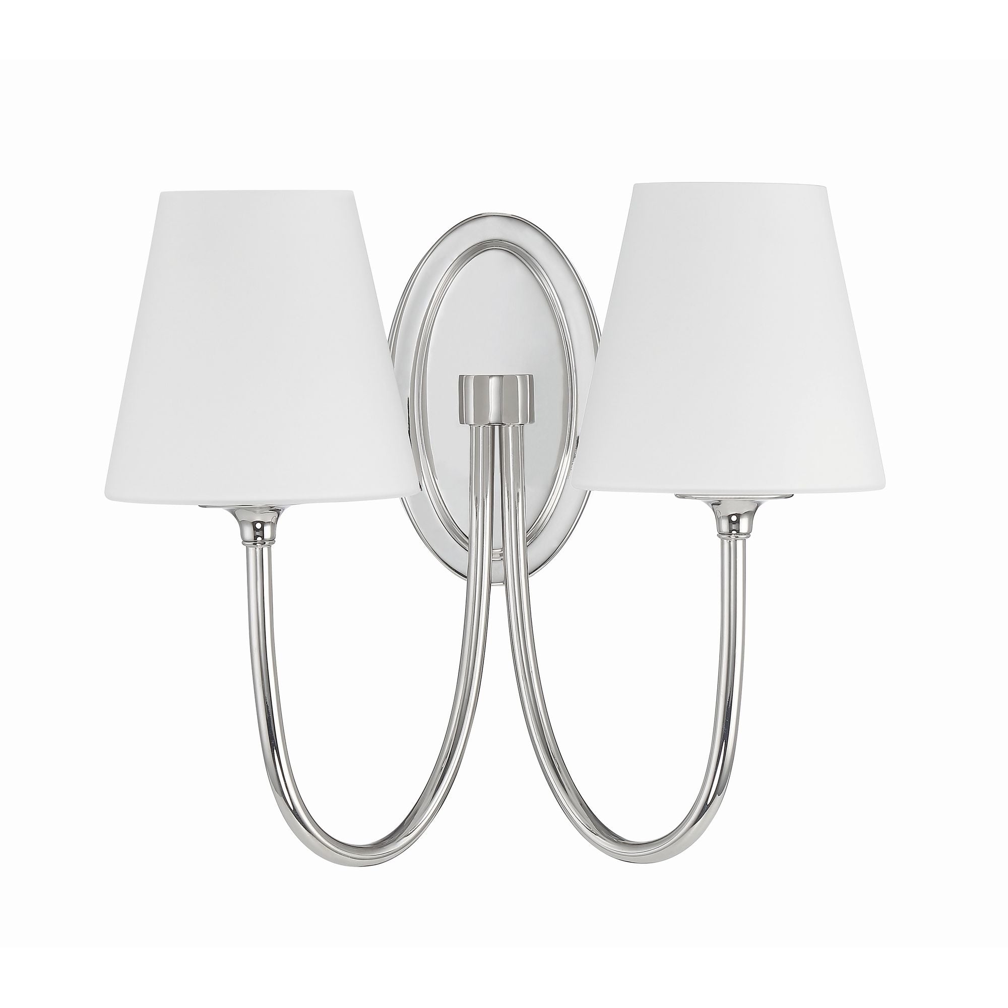 Juno 2 Light Polished Nickel Sconce Glass Shade 15"W x 13"H x 8.5"D