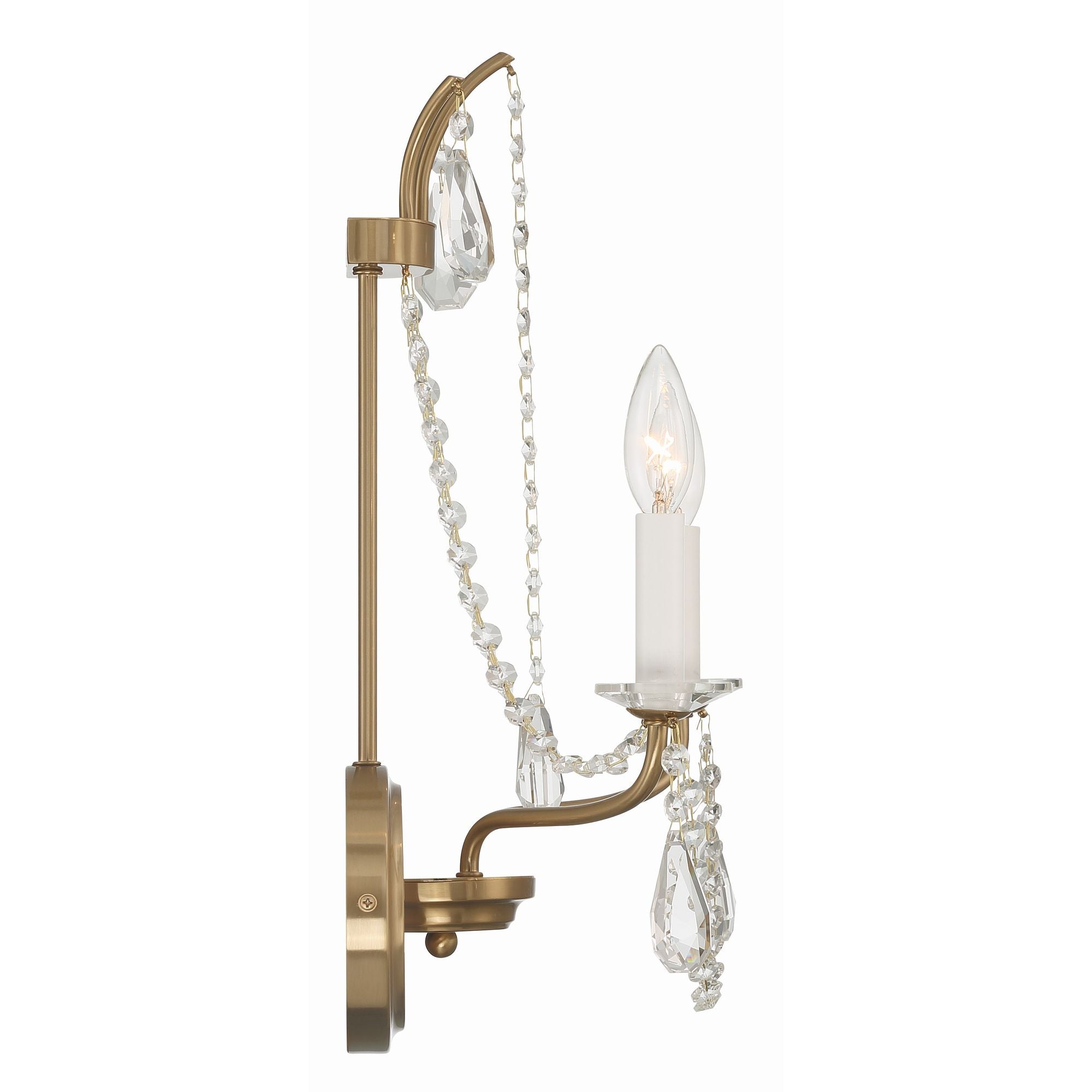 Karrington 2 Light Aged Brass Sconce Hand Cut Crystal 12.5"W x 18.5"H x 6.75"D