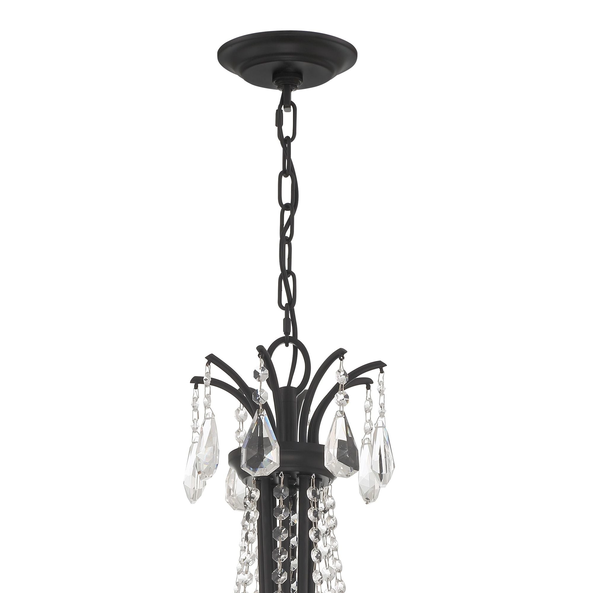 Karrington 8 Light Matte Black Chandelier Hand Cut Crystal 26"W x 31"H x 26"D