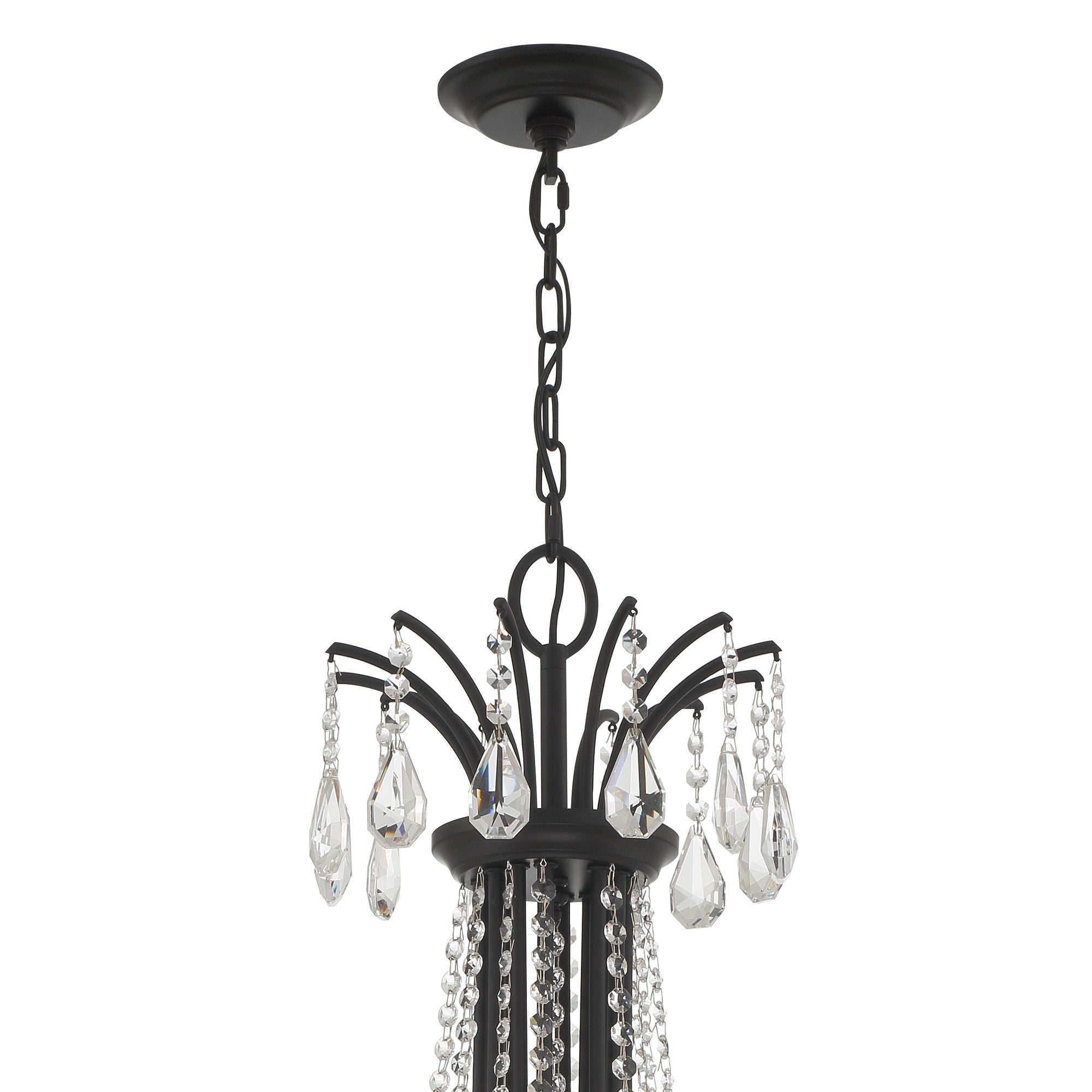 Karrington 12 Light Matte Black Chandelier Hand Cut Crystal 30"W x 40"H x 30"D