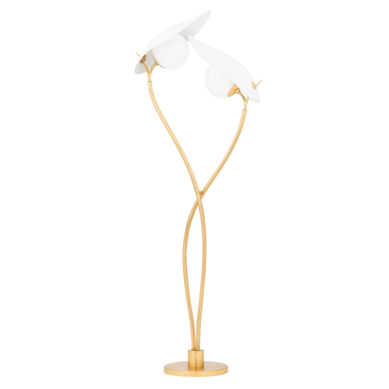 Frond 2 Light Floor Lamp in GOLD LEAF/TEXTURED ON WHITE COMBO by Kelly Behun