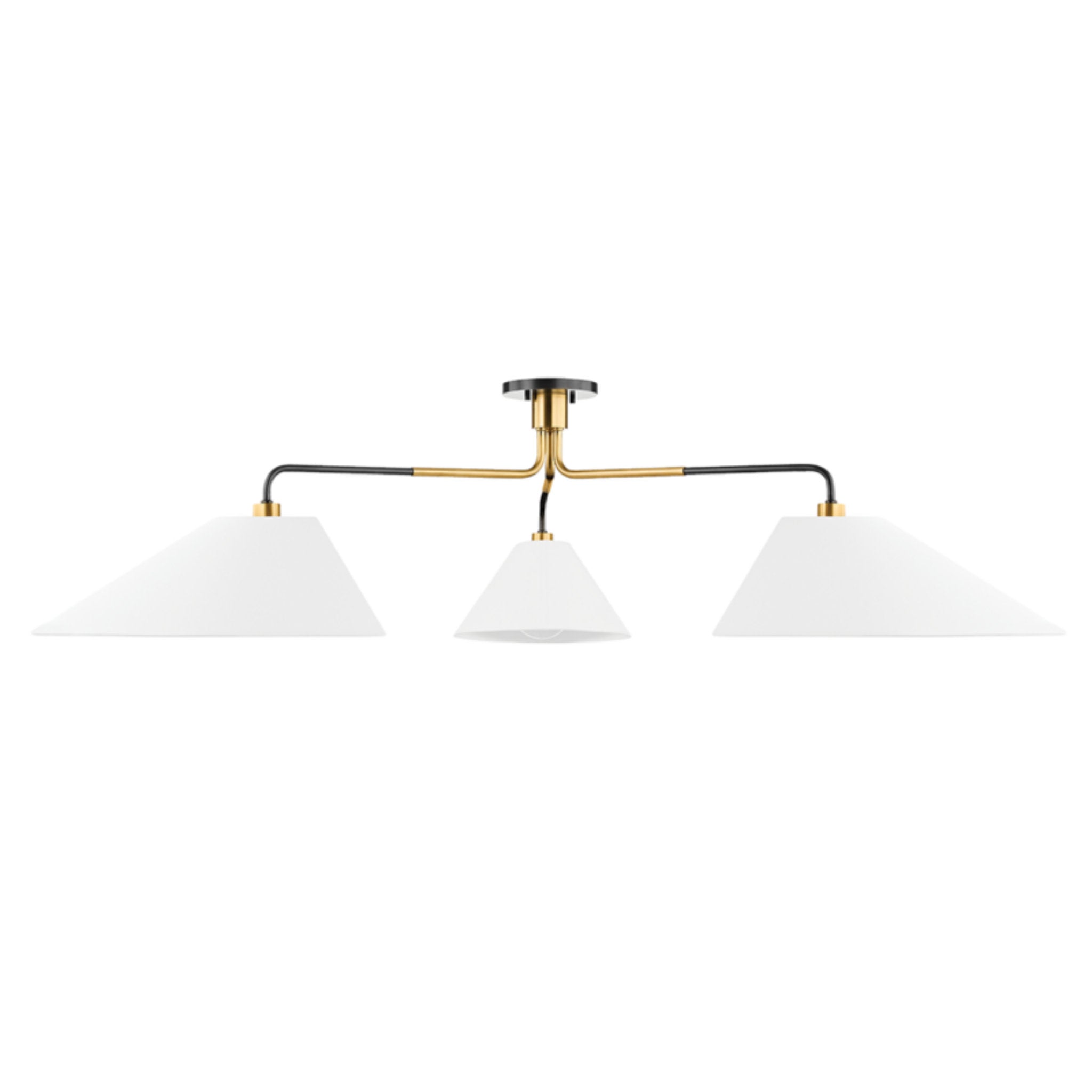 Duo 3 Light Semi Flush in Aged Old Bronze by Kelly Behun