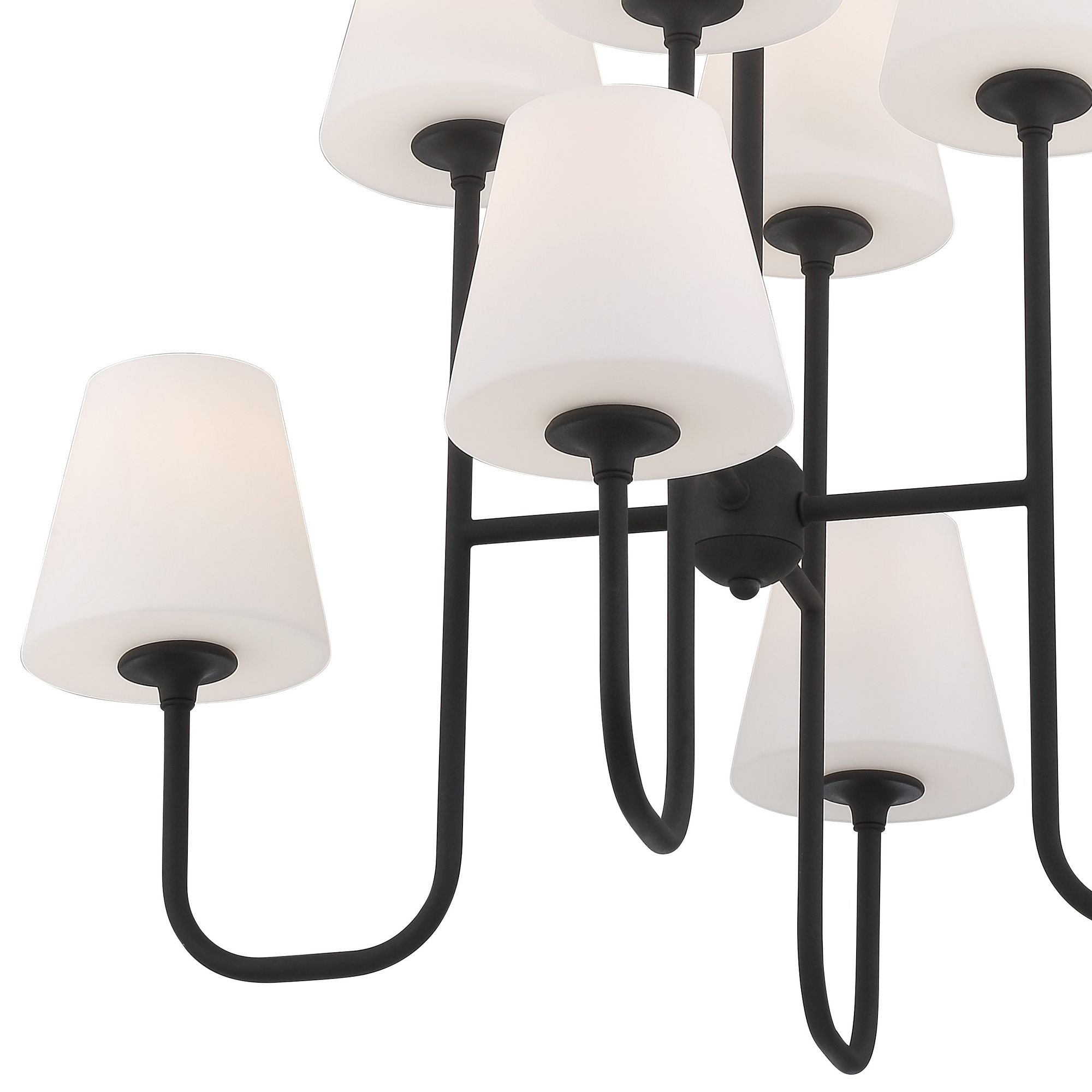 Keenan 8 Light Black Forged Chandelier Glass Shade 28"W x 22.5"H x 28"D