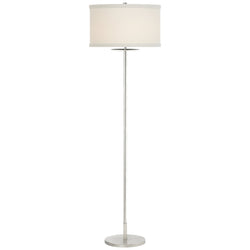 kate spade new york Walker Medium Floor Lamp in Burnished Silver Leaf with Cream Linen Shade