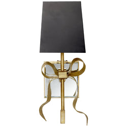 kate spade new york Ellery Gros-Grain Bow Small Sconce in Soft Brass with Matte Black Shade