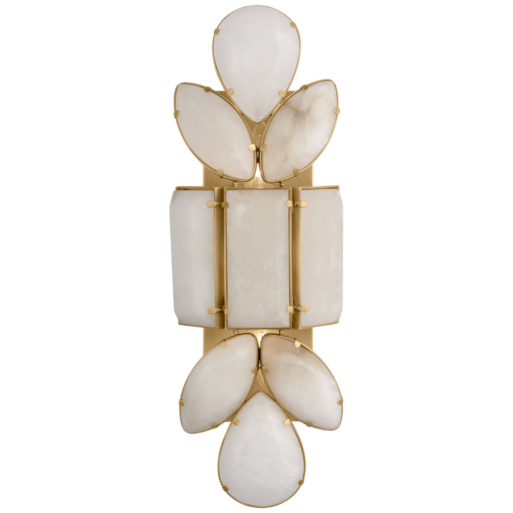 kate spade new york Lloyd Large Jeweled Sconce in Soft Brass with Alabaster Wall Light W6.25" x H18.5"