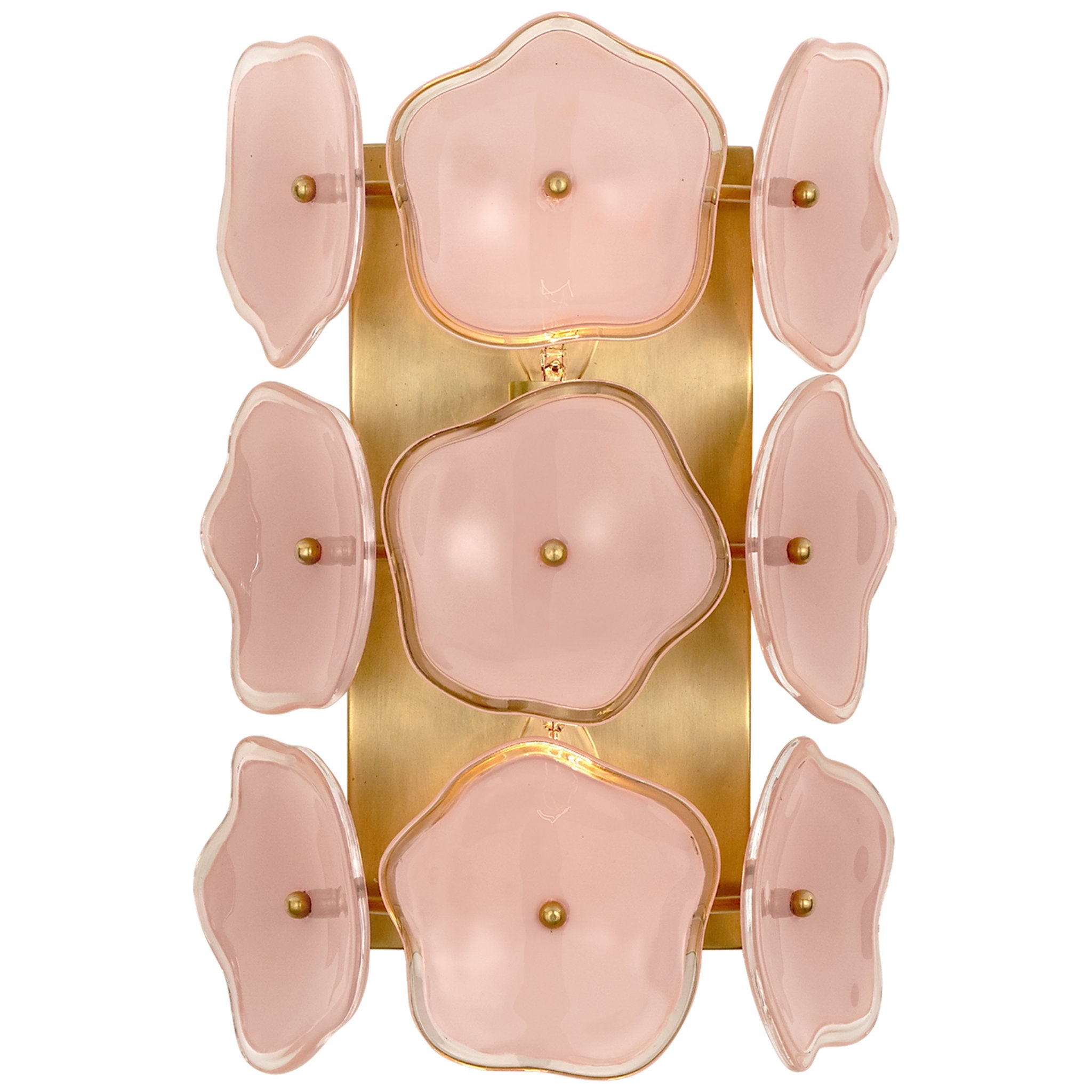 kate spade new york Leighton Small Sconce in Soft Brass with Blush Tinted Glass