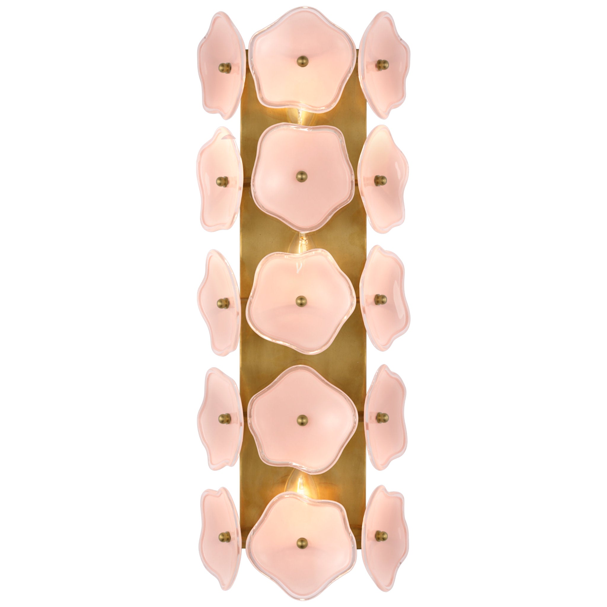kate spade new york Leighton 20" Sconce in Soft Brass with Blush Tinted Glass Wall Light W7.75" x H20.5"