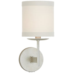 kate spade new york Walker Small Sconce in Burnished Silver Leaf with Cream Linen Shade