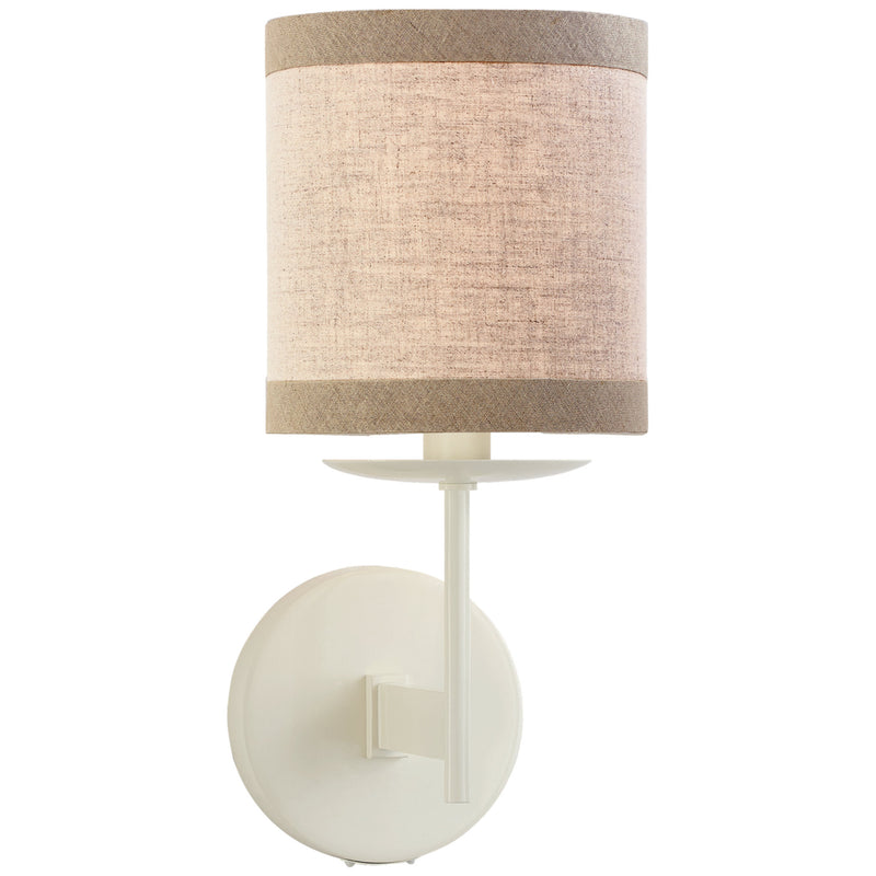 kate spade new york Walker Small Sconce in Light Cream with Natural Linen Shade