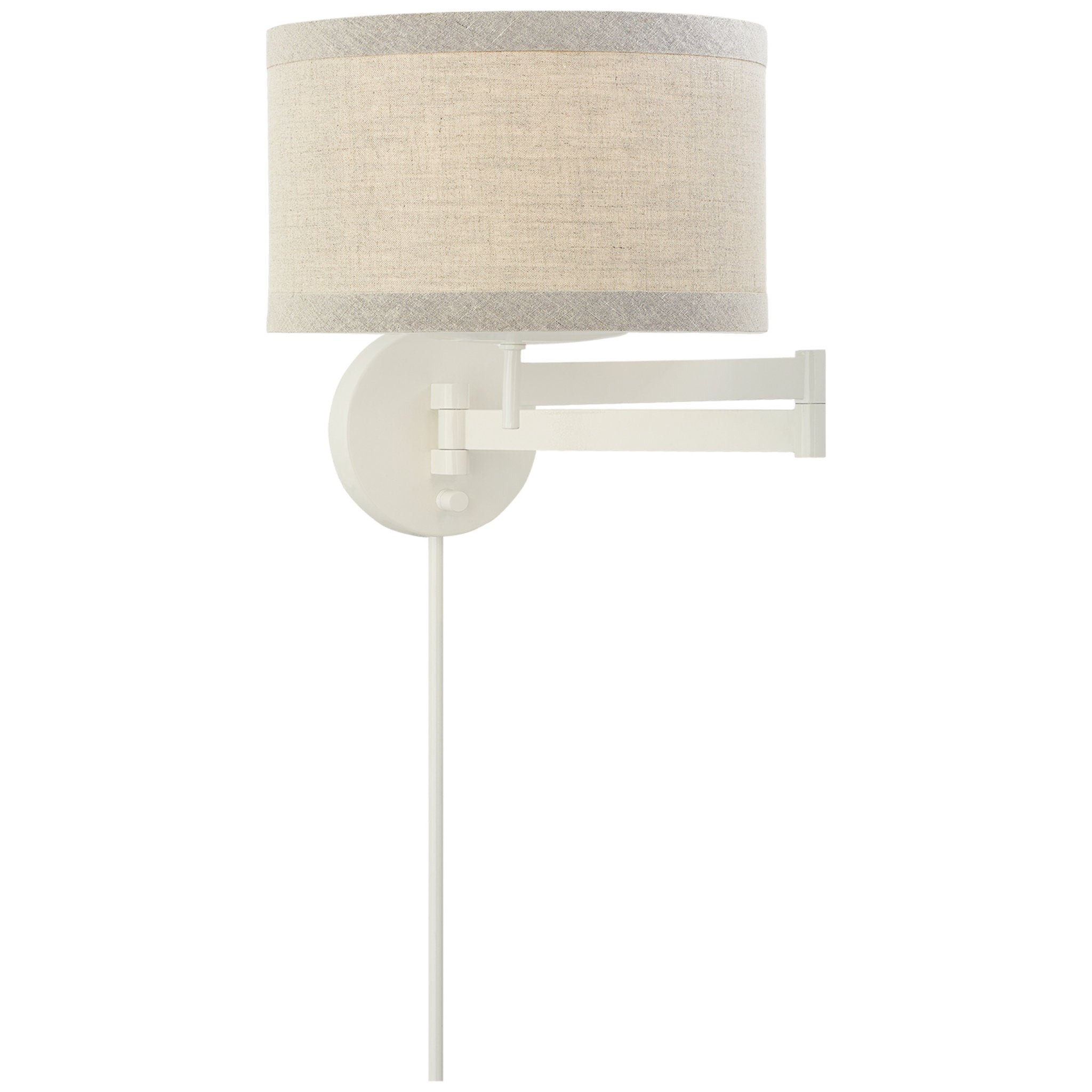 kate spade new york Walker Swing Arm Sconce in Light Cream with Natural Linen Shade