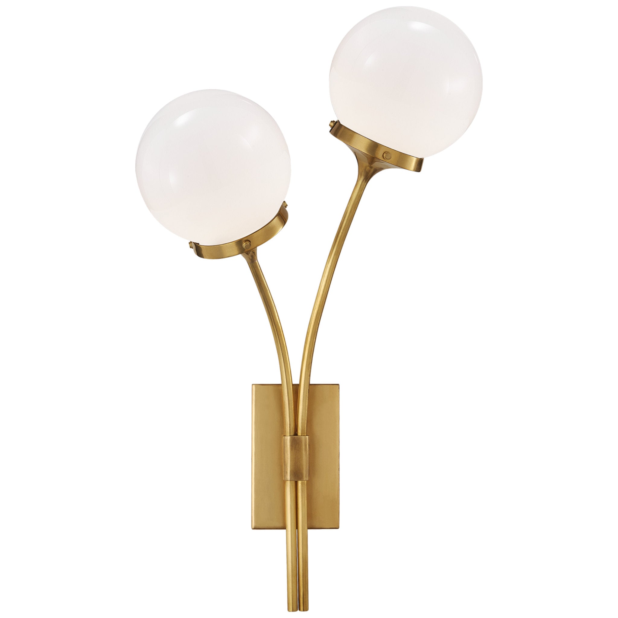 kate spade new york Prescott Left Sconce in Soft Brass with White Glass