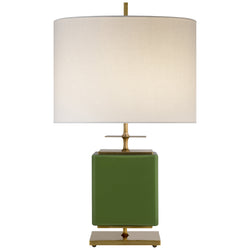 kate spade new york Beekman Small Table Lamp in Green Reverse Painted Glass with Cream Linen Shade