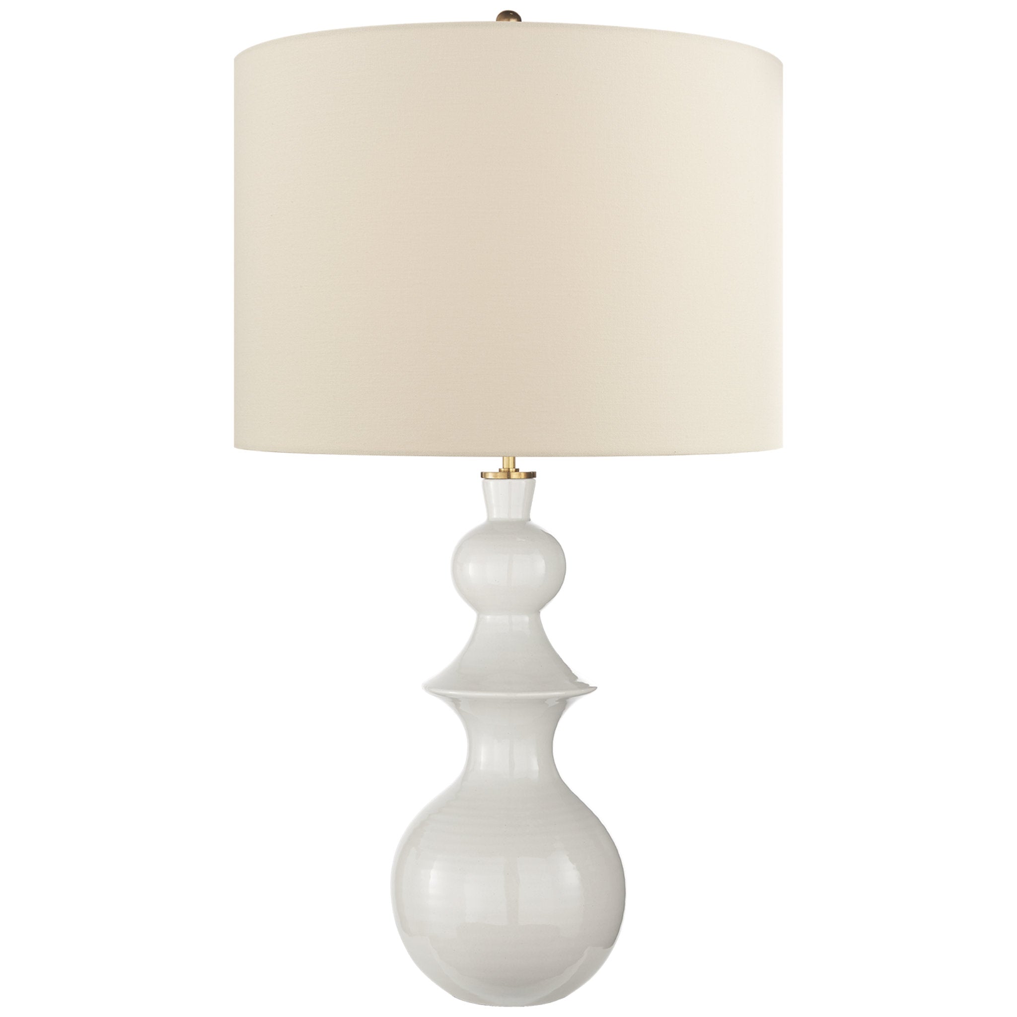 kate spade new york Saxon Large Table Lamp in New White with Cream Linen Shade