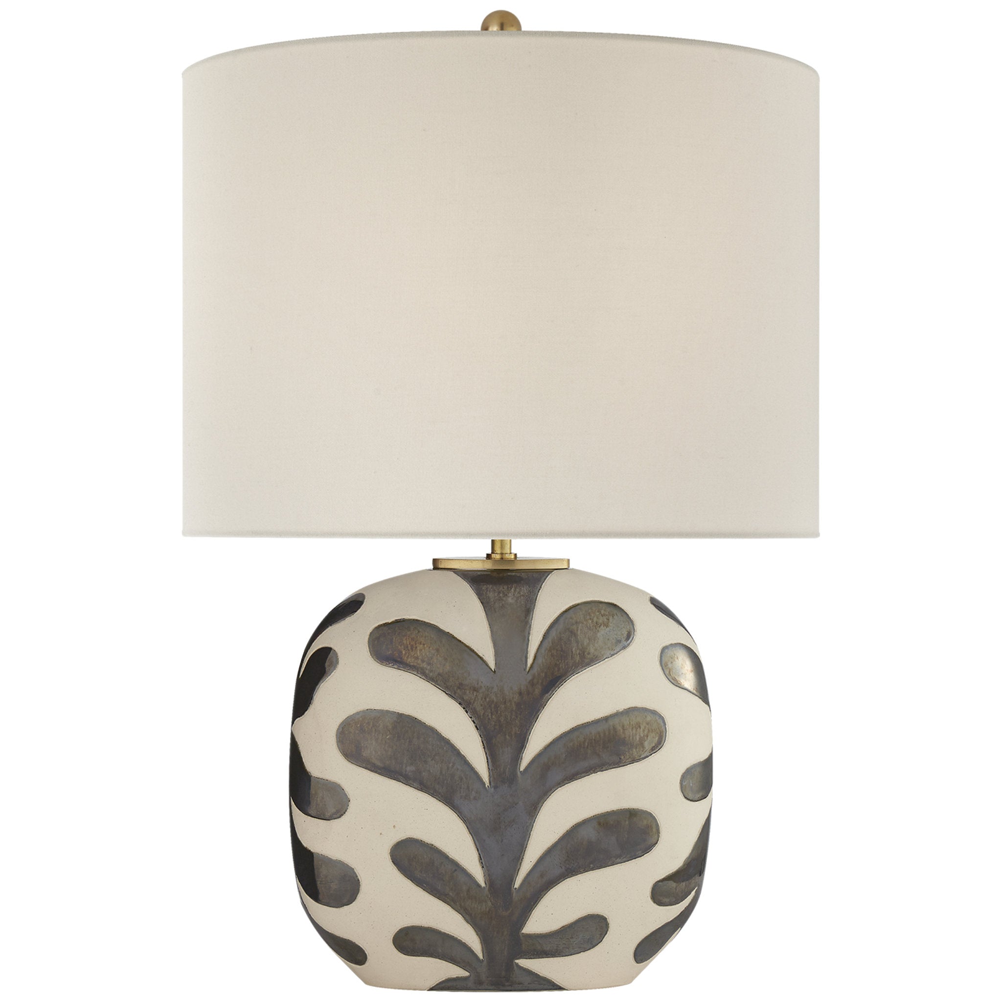 kate spade new york Parkwood Medium Table Lamp in Natural Bisque and Black Pearl with Linen Shade