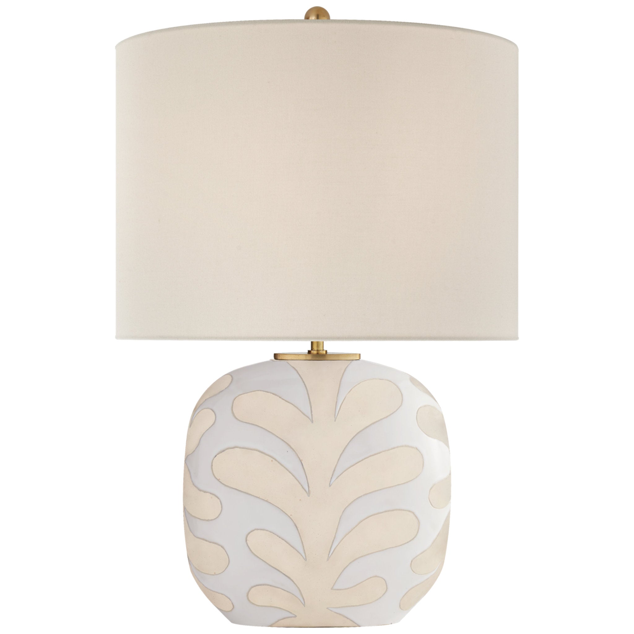 kate spade new york Parkwood Medium Table Lamp in Natural Bisque and New White with Linen Shade
