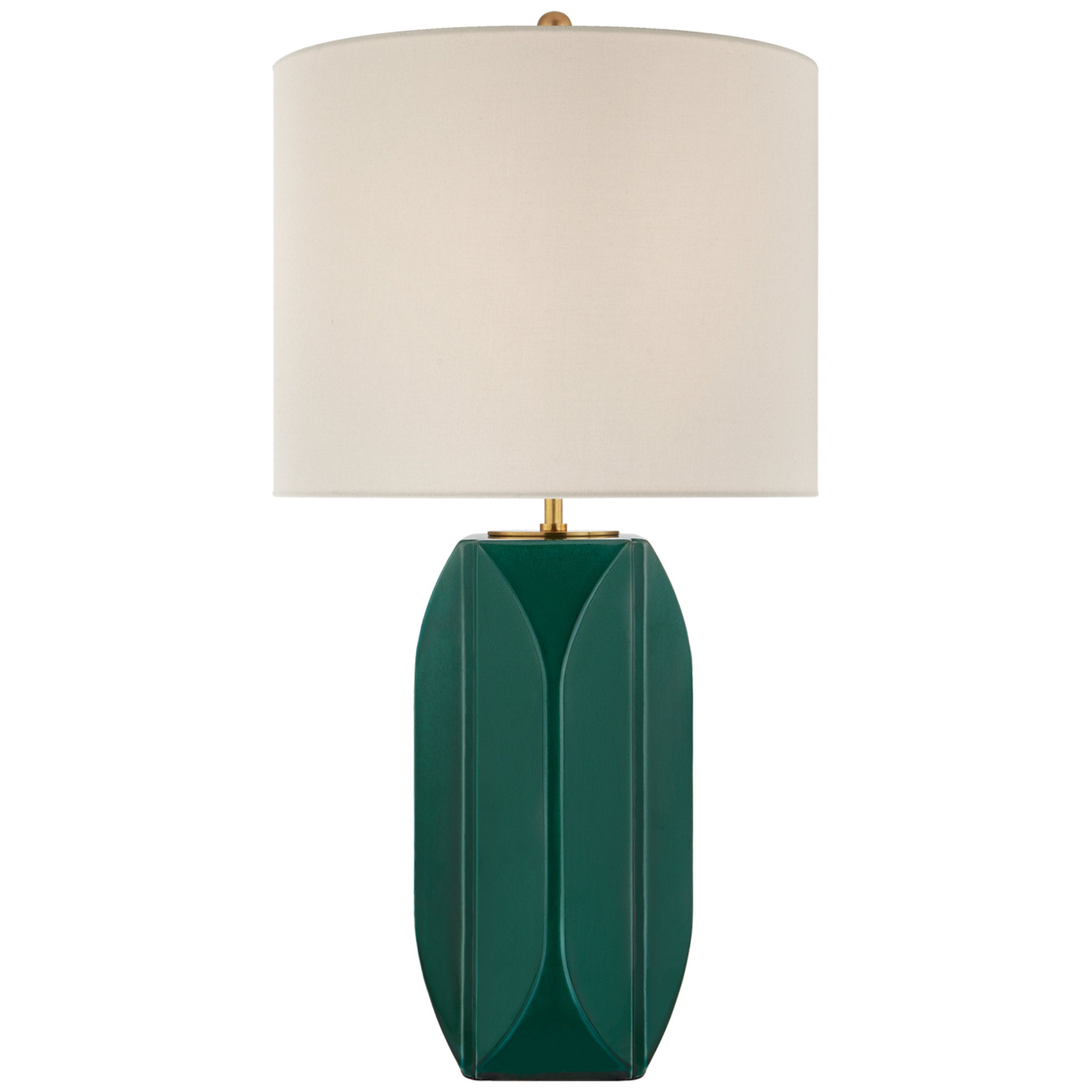 kate spade new york Carmilla Medium Table Lamp in Emerald Crackle with Linen Shade