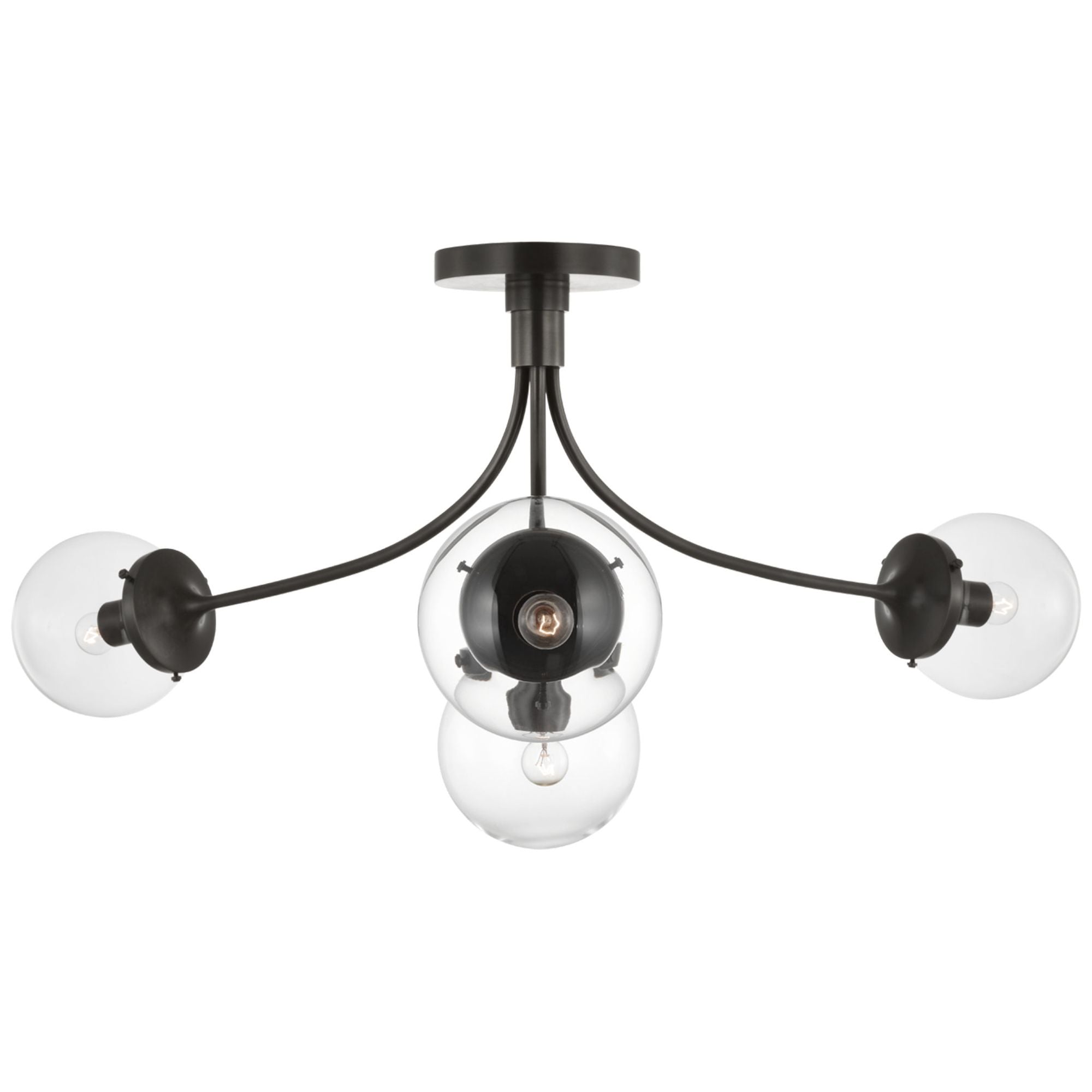 kate spade new york Prescott Large Semi-Flush Mount in Bronze with Clear Glass Ceiling Light W28.25" x H14.5"