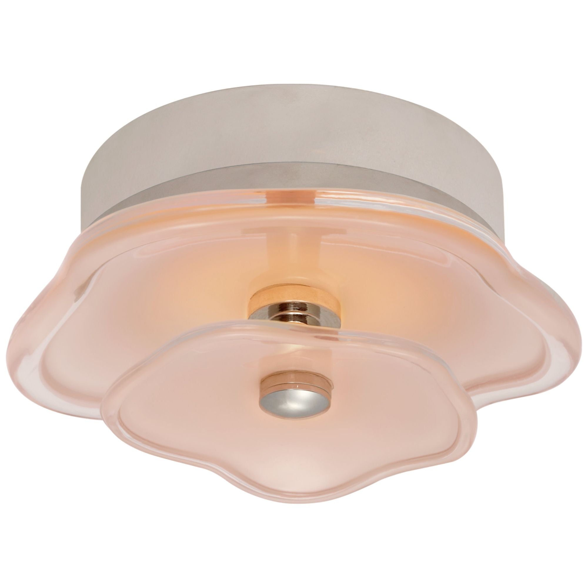 kate spade new york Leighton 6" Layered Flush Mount in Polished Nickel with Blush Tinted Glass Ceiling Light W6" x H2.5"