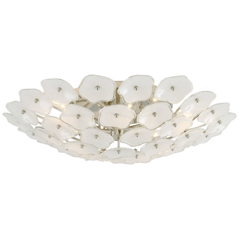 kate spade new york Leighton Large Flush Mount in Polished Nickel with Cream Tinted Glass