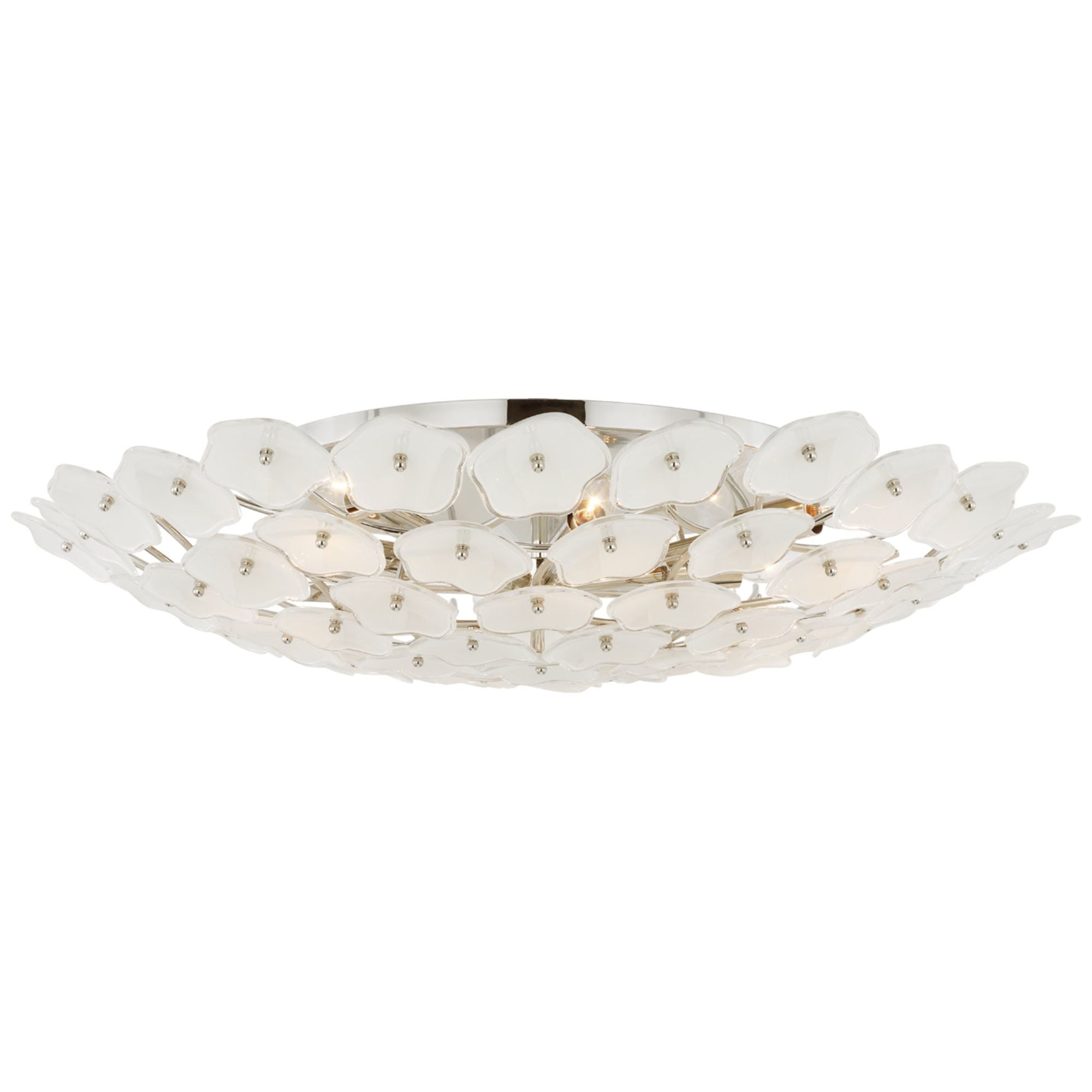 kate spade new york Leighton Grande Flush Mount in Polished Nickel with Cream Tinted Glass Ceiling Light W32.5" x H6.5"