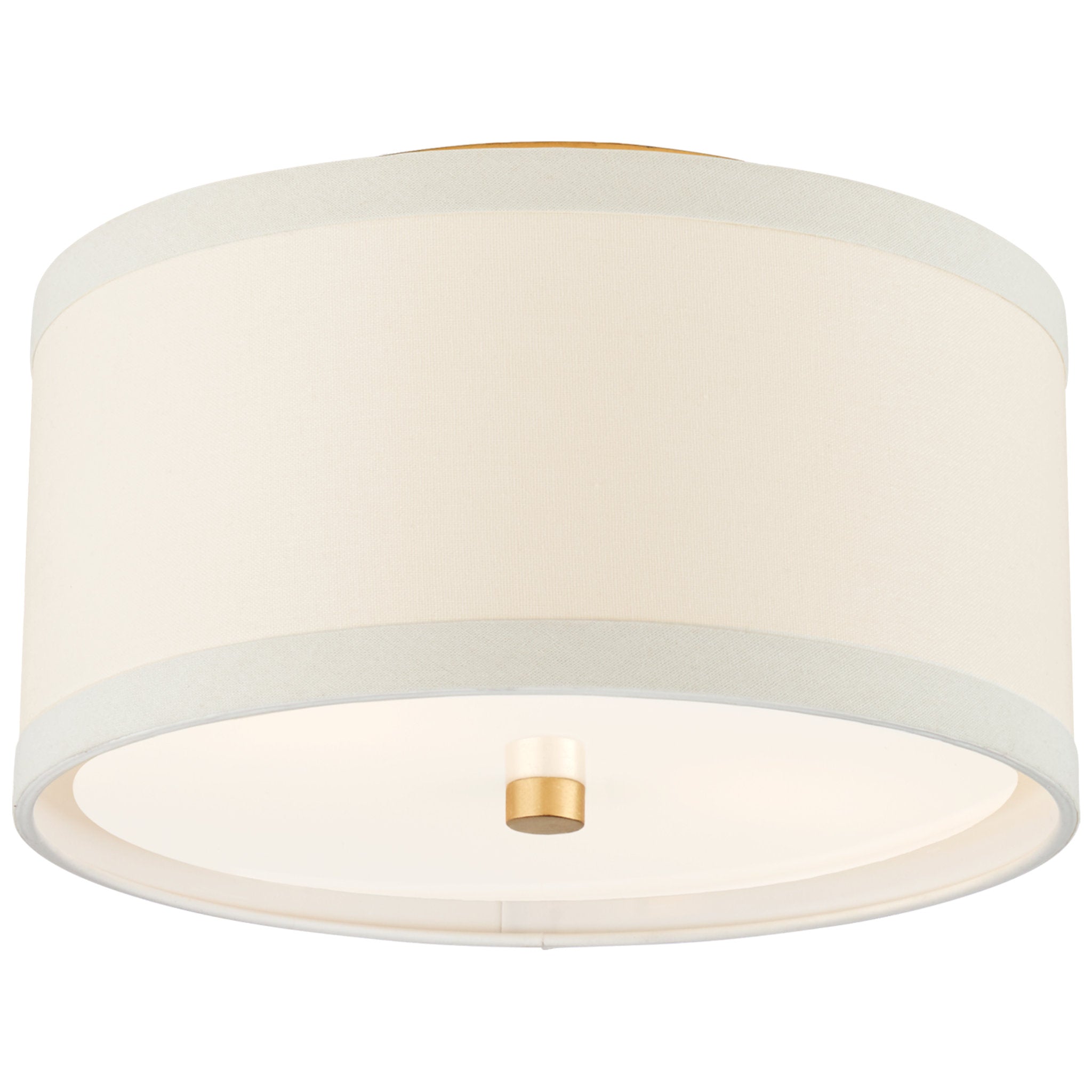 kate spade new york Walker Small Flush Mount in Gild with Cream Linen Ceiling Light W13" x H7.5"