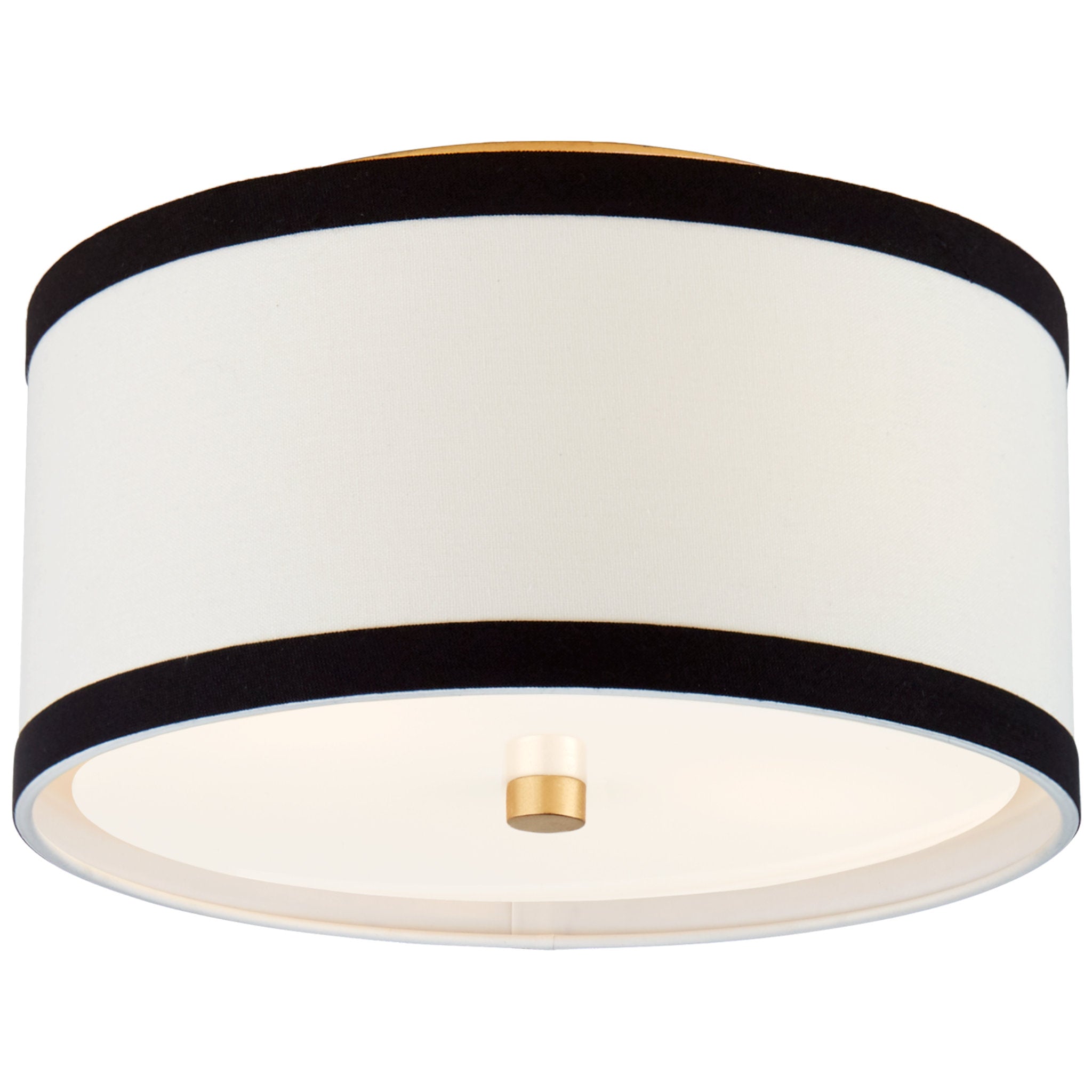 kate spade new york Walker Small Flush Mount in Gild with Cream Linen with Black Linen Trim