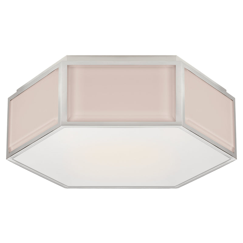 kate spade new york Bradford Small Hexagonal Flush Mount in Blush and Polished Nickel with Frosted Glass