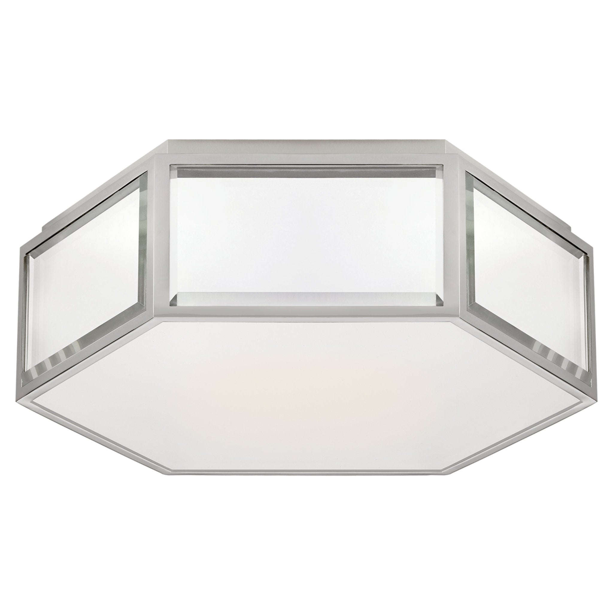kate spade new york Bradford Small Hexagonal Flush Mount in Mirror and Polished Nickel with Frosted Glass