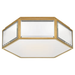 kate spade new york Bradford Small Hexagonal Flush Mount in Mirror and Soft Brass with Frosted Glass