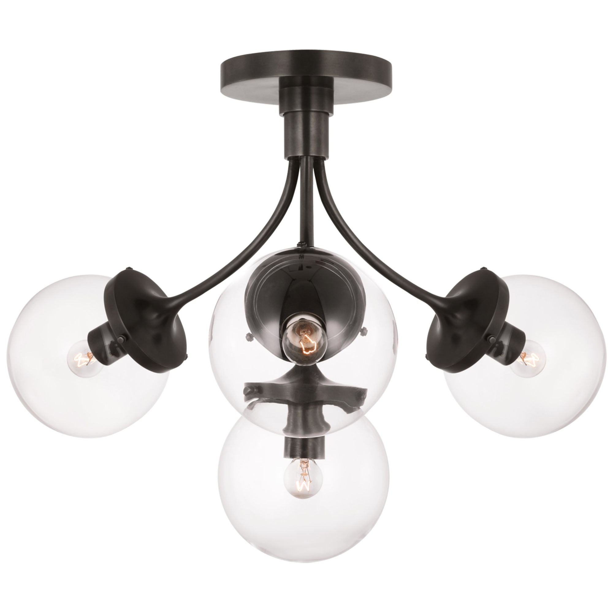 kate spade new york Prescott Medium Semi-Flush Mount  in Bronze with Clear Glass Ceiling Light W18" x H14.25"